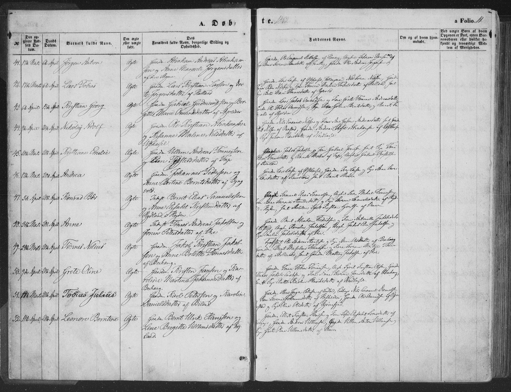 Lista sokneprestkontor, AV/SAK-1111-0027/F/Fa/L0011: Parish register (official) no. A 11, 1861-1878, p. 11