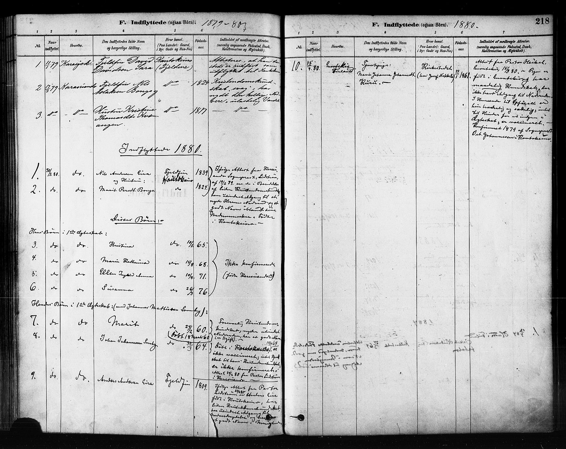 Kautokeino sokneprestembete, AV/SATØ-S-1340/H/Ha/L0004.kirke: Parish register (official) no. 4, 1877-1896, p. 218