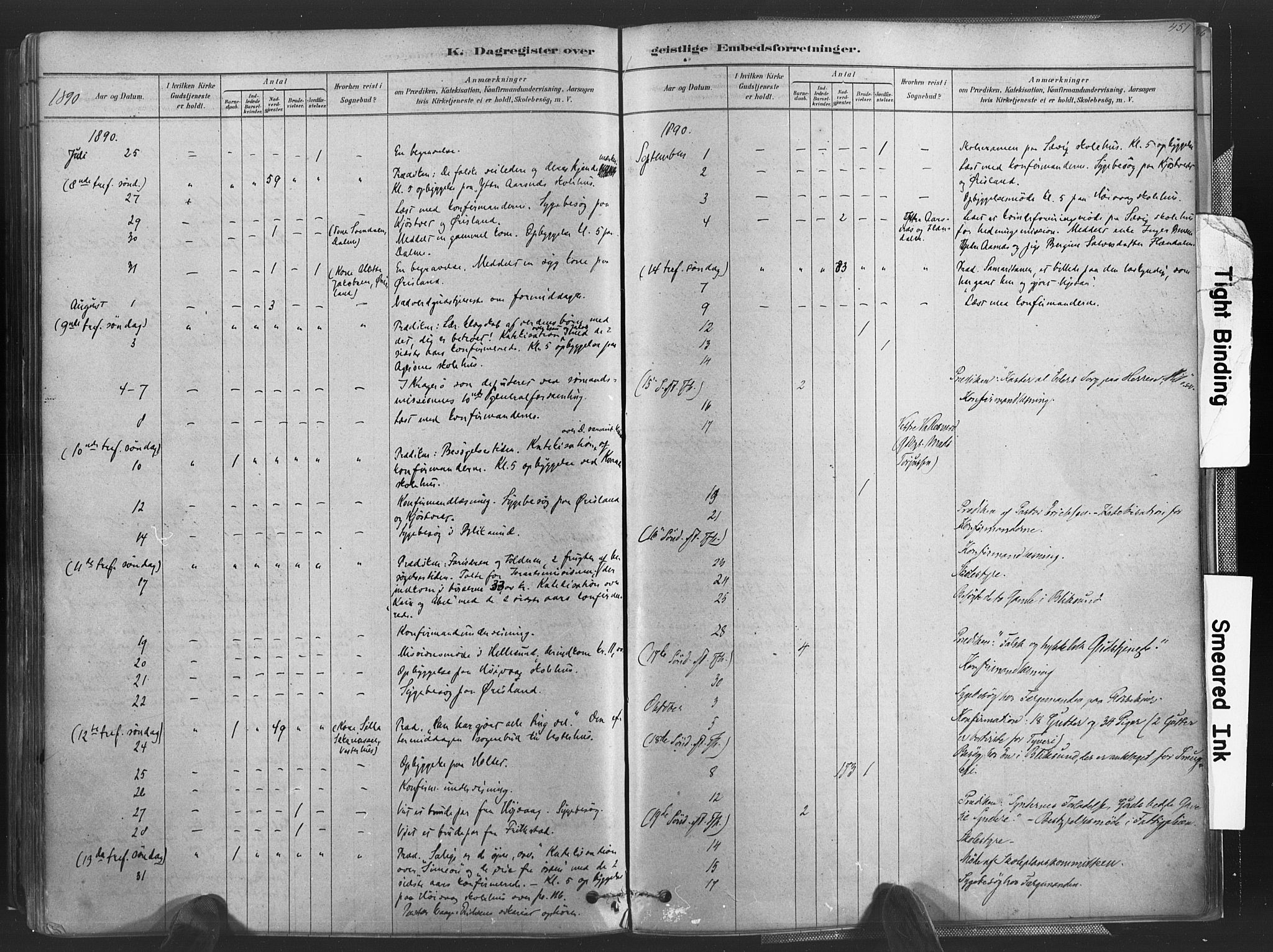 Høvåg sokneprestkontor, SAK/1111-0025/F/Fa/L0005: Parish register (official) no. A 5, 1878-1893, p. 451