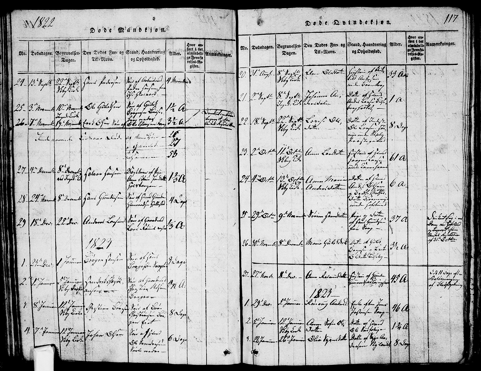 Skjeberg prestekontor Kirkebøker, SAO/A-10923/G/Ga/L0001: Parish register (copy) no. I 1, 1815-1830, p. 117
