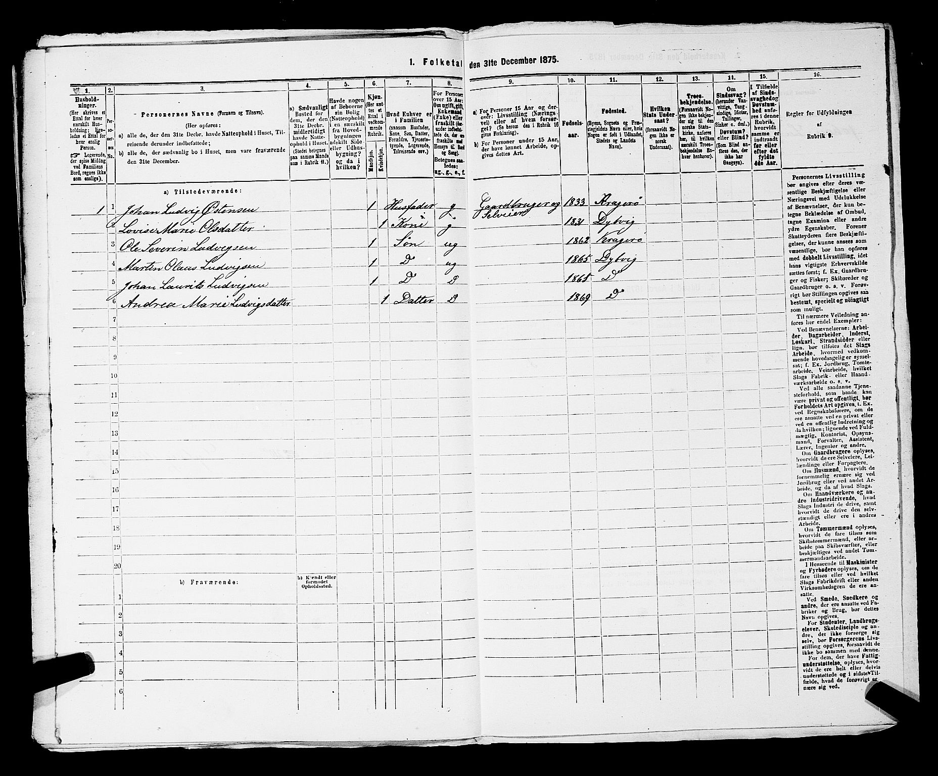 SAKO, 1875 census for 0816P Sannidal, 1875, p. 1840