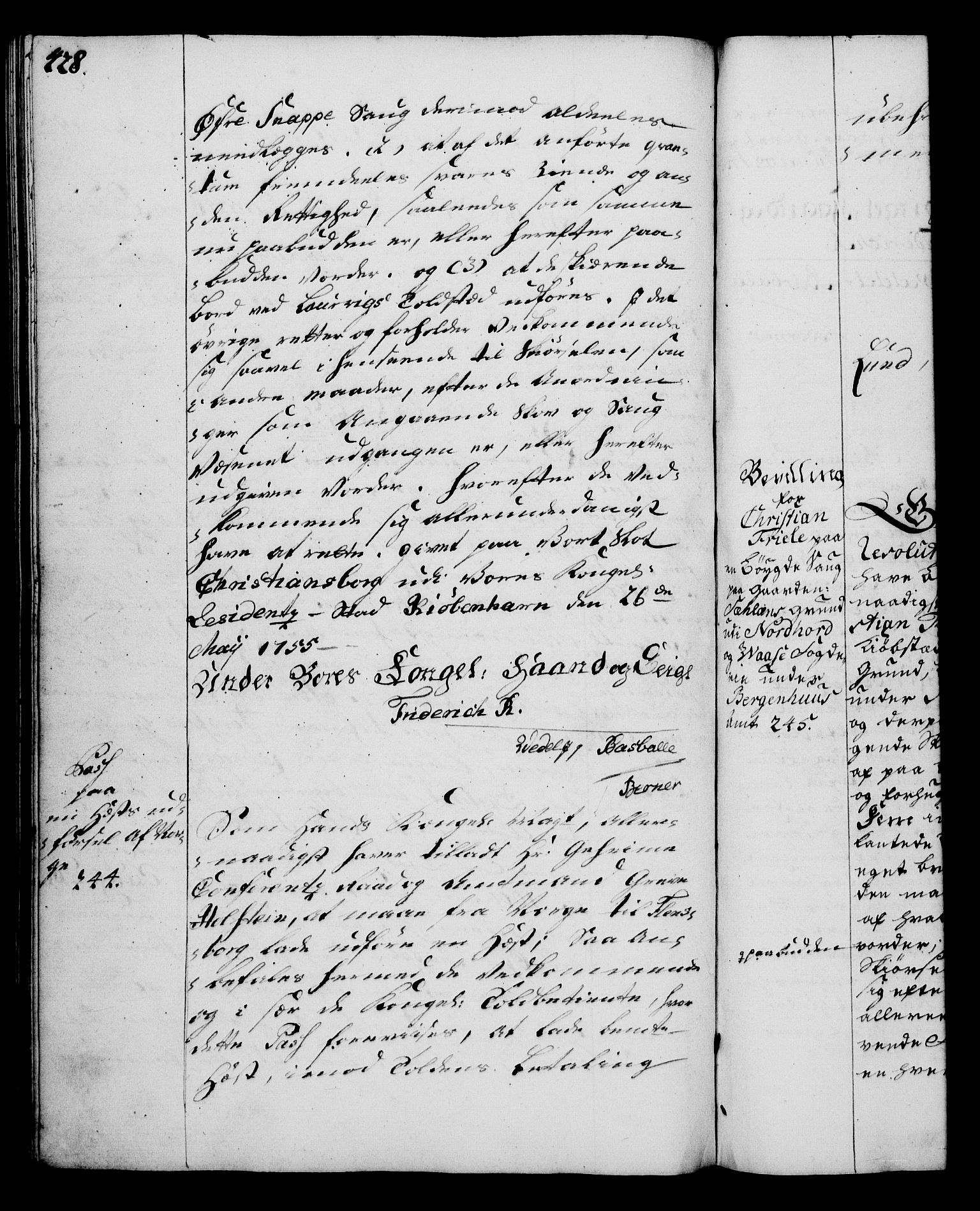 Rentekammeret, Kammerkanselliet, RA/EA-3111/G/Gg/Gga/L0006: Norsk ekspedisjonsprotokoll med register (merket RK 53.6), 1749-1759, p. 428
