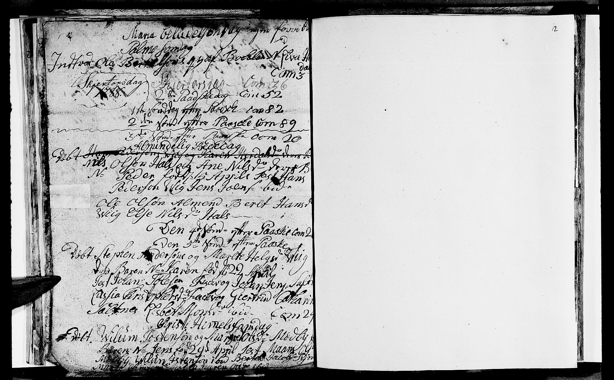 Ministerialprotokoller, klokkerbøker og fødselsregistre - Nordland, AV/SAT-A-1459/847/L0673: Parish register (copy) no. 847C01, 1786-1791, p. 12