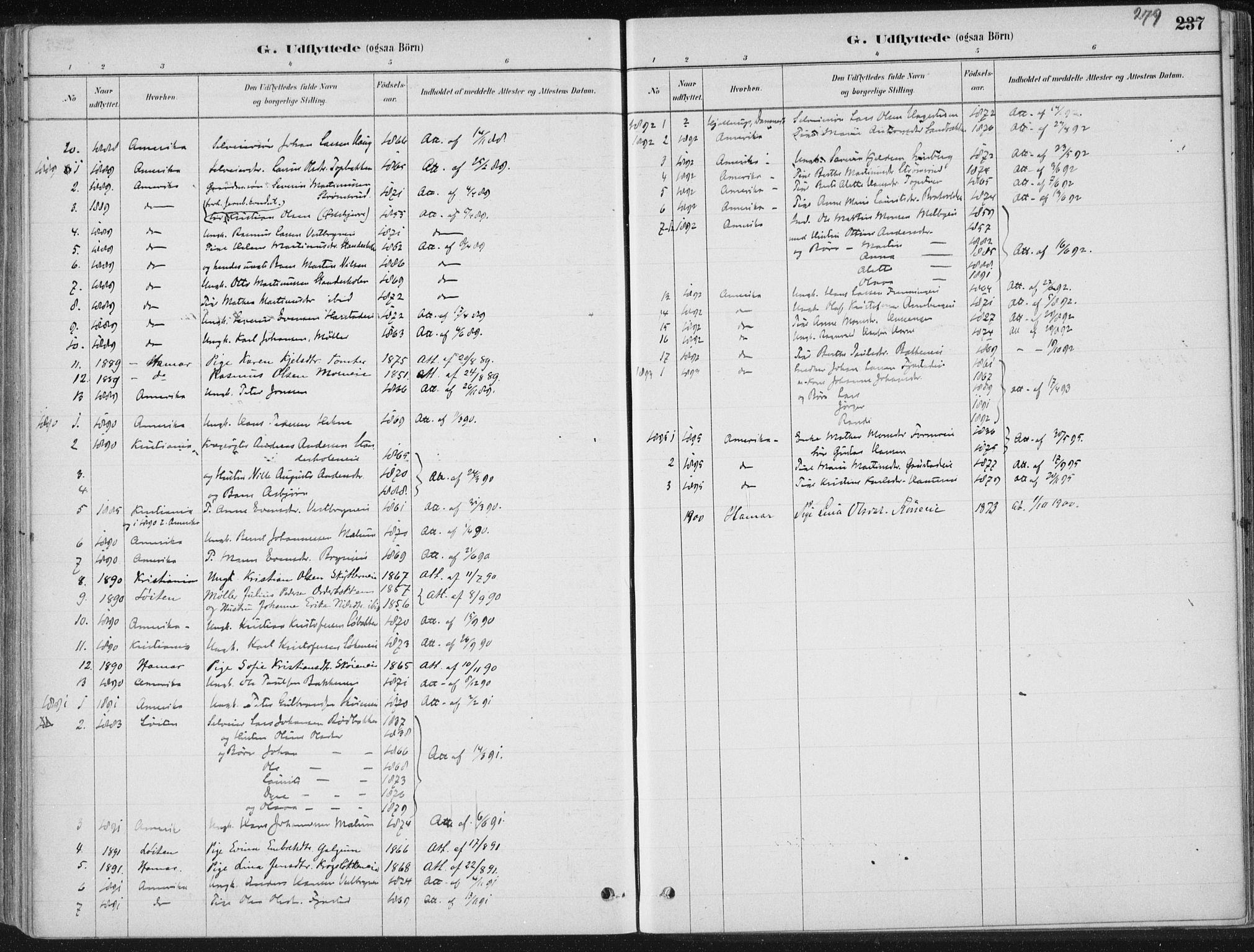 Romedal prestekontor, SAH/PREST-004/K/L0010: Parish register (official) no. 10, 1880-1895, p. 279