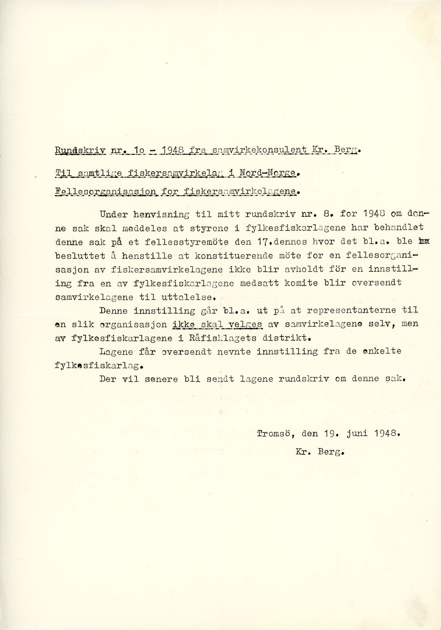 Vardø Fiskersamvirkelag, VAMU/A-0037/D/Da/L0006: Korrespondanse Re-St, 1947-1951
