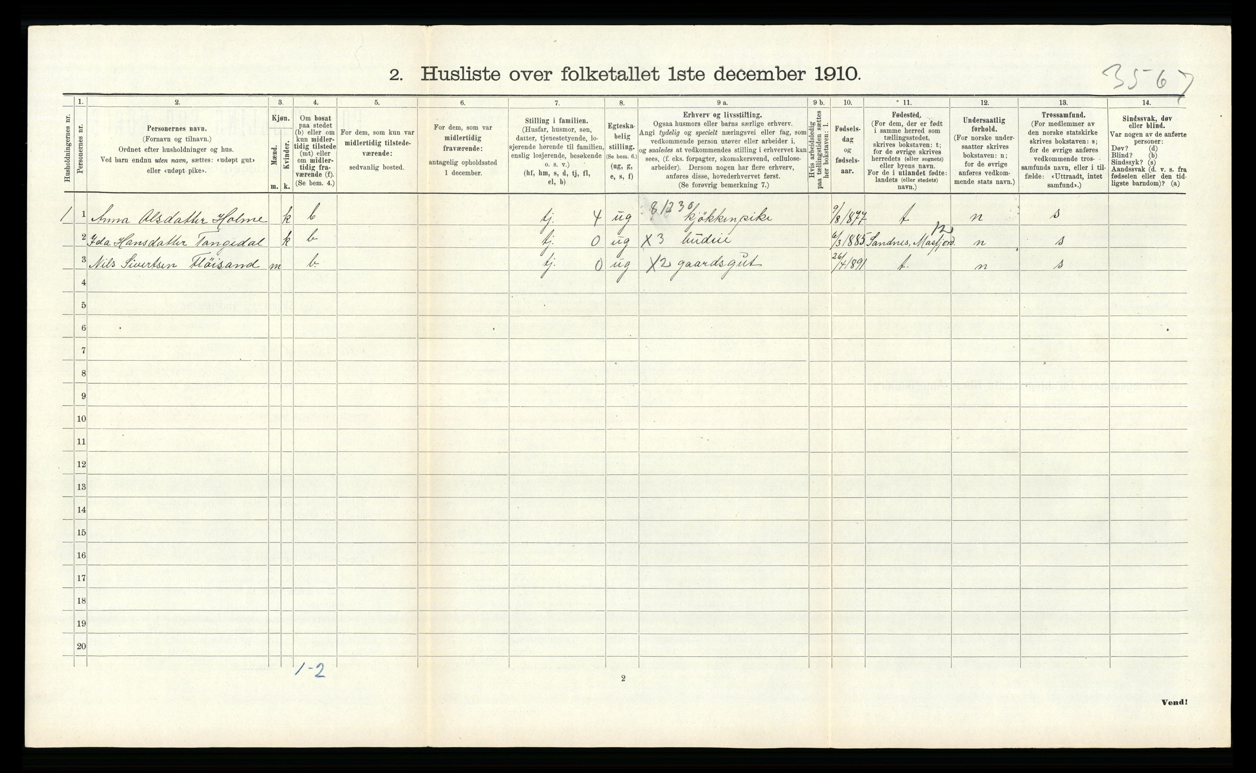 RA, 1910 census for Alversund, 1910, p. 123