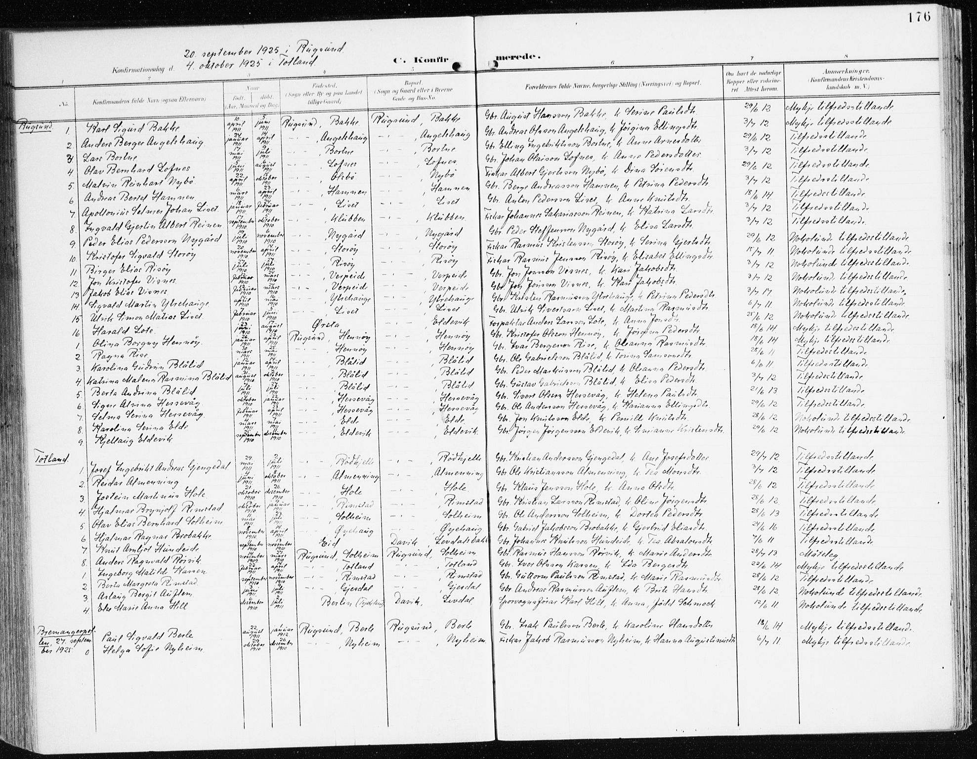 Davik sokneprestembete, AV/SAB-A-79701/H/Haa/Haad/L0002: Parish register (official) no. D 2, 1901-1930, p. 176