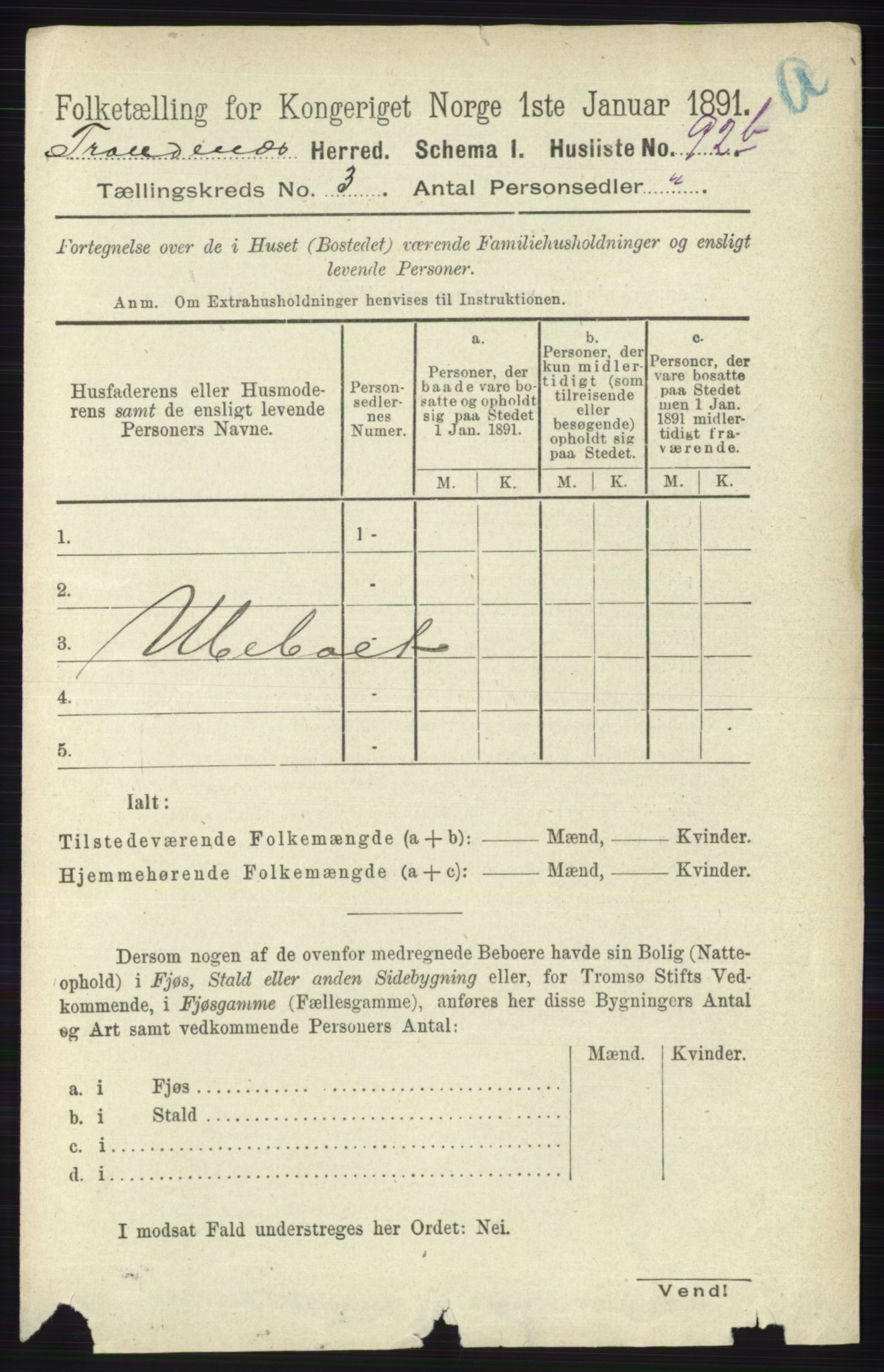 RA, 1891 census for 1914 Trondenes, 1891, p. 1200