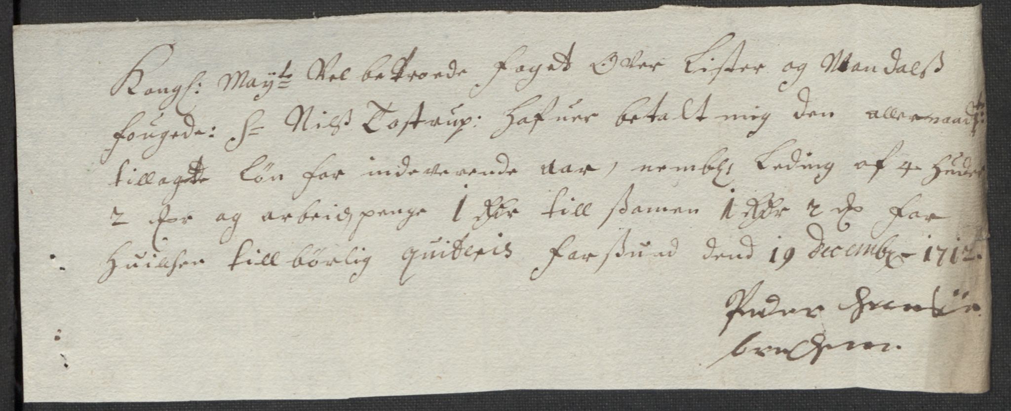 Rentekammeret inntil 1814, Reviderte regnskaper, Fogderegnskap, RA/EA-4092/R43/L2555: Fogderegnskap Lista og Mandal, 1712, p. 219