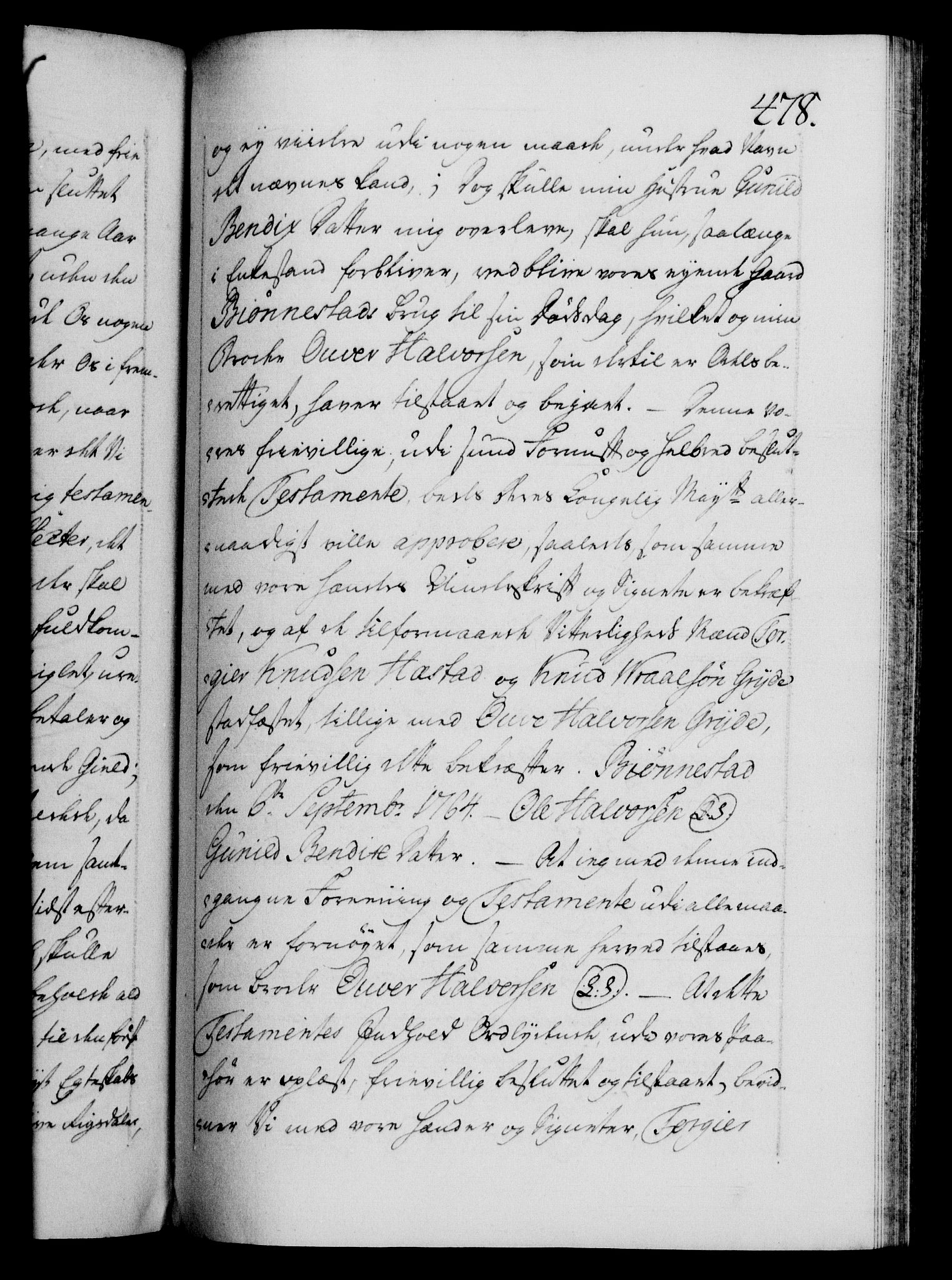 Danske Kanselli 1572-1799, AV/RA-EA-3023/F/Fc/Fca/Fcaa/L0042: Norske registre, 1763-1766, p. 478a