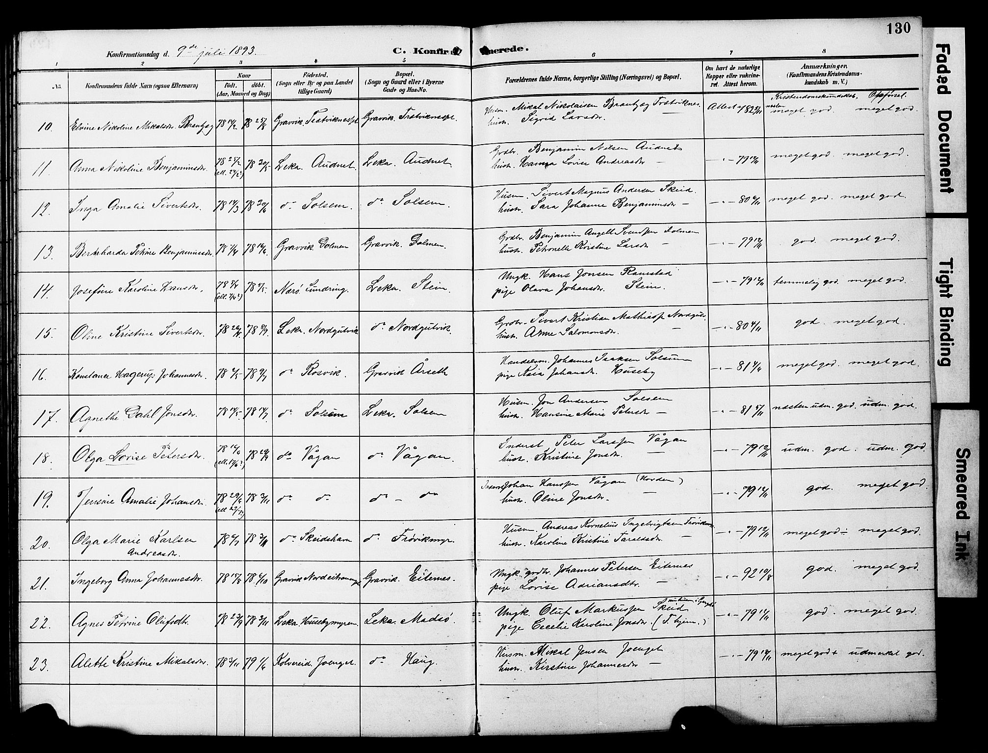 Ministerialprotokoller, klokkerbøker og fødselsregistre - Nord-Trøndelag, SAT/A-1458/788/L0701: Parish register (copy) no. 788C01, 1888-1913, p. 130