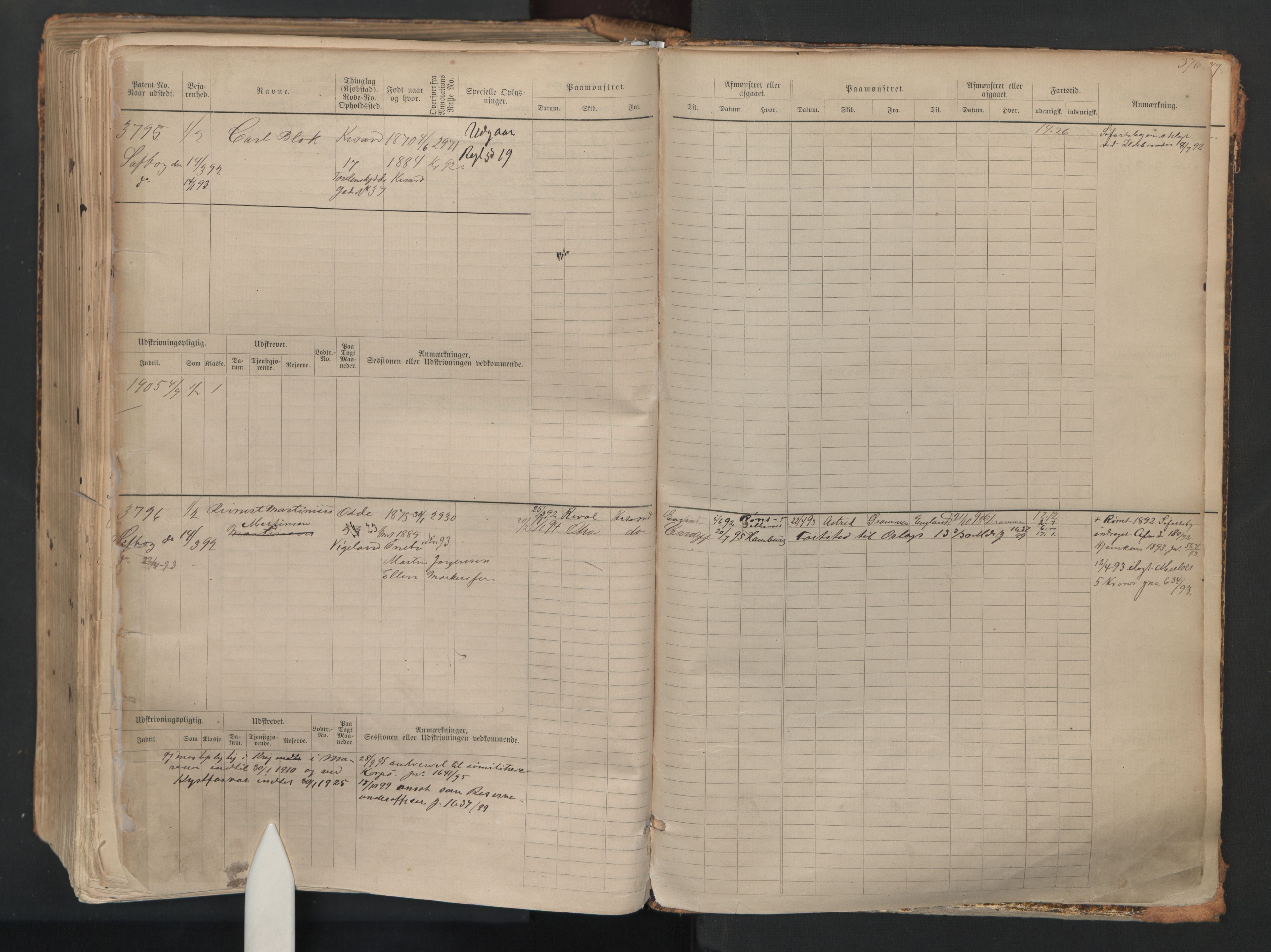 Kristiansand mønstringskrets, AV/SAK-2031-0015/F/Fb/L0007: Hovedrulle nr 3049-3810, I-14, 1883-1940, p. 384