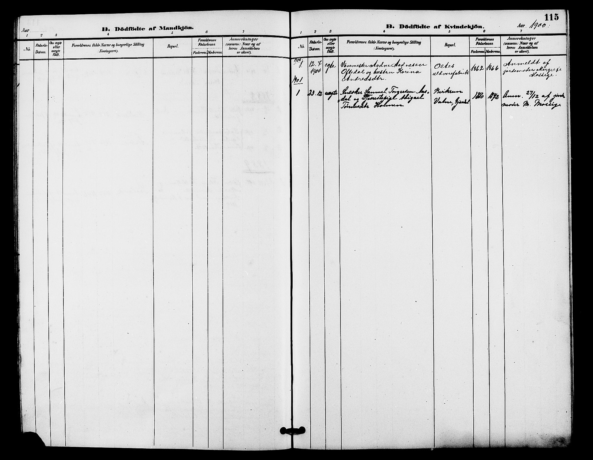 Lye sokneprestkontor, SAST/A-101794/001/30BB/L0008: Parish register (copy) no. B 7, 1887-1901, p. 115