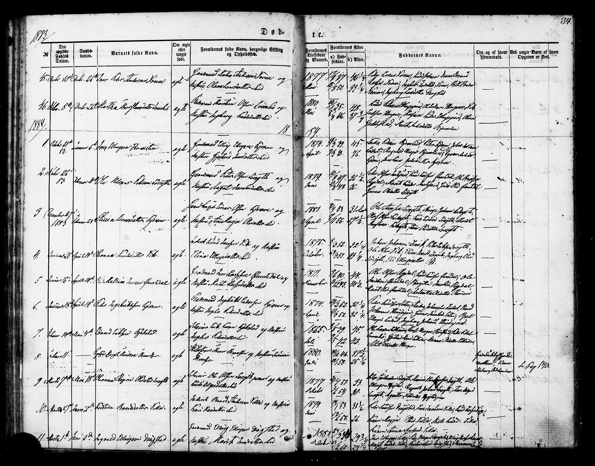 Ministerialprotokoller, klokkerbøker og fødselsregistre - Møre og Romsdal, SAT/A-1454/541/L0545: Parish register (official) no. 541A02, 1872-1886, p. 34