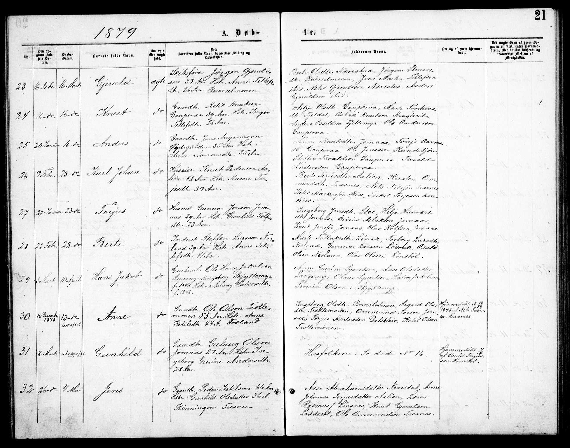 Froland sokneprestkontor, AV/SAK-1111-0013/F/Fb/L0009: Parish register (copy) no. B 9, 1875-1893, p. 21