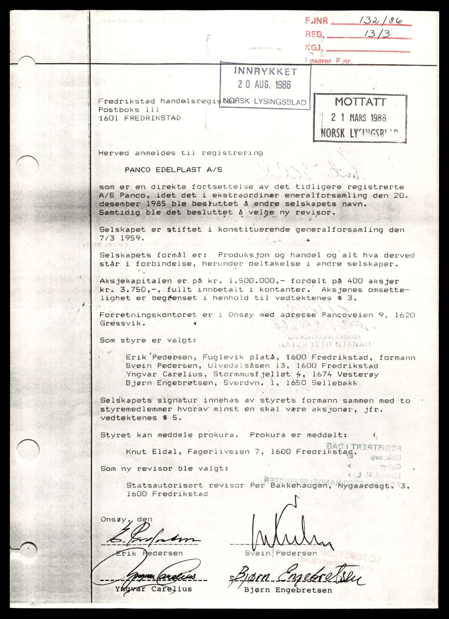 Fredrikstad tingrett, SAT/A-10473/K/Kb/Kbb/L0044: Enkeltmannsforetak, aksjeselskap og andelslag, P-Per, 1944-1990, p. 7