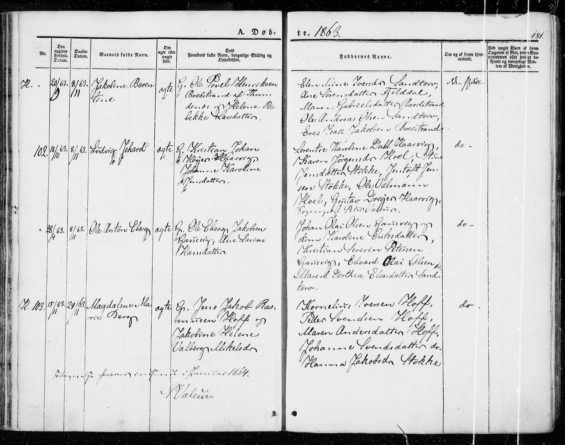 Ministerialprotokoller, klokkerbøker og fødselsregistre - Nordland, AV/SAT-A-1459/872/L1033: Parish register (official) no. 872A08, 1840-1863, p. 181