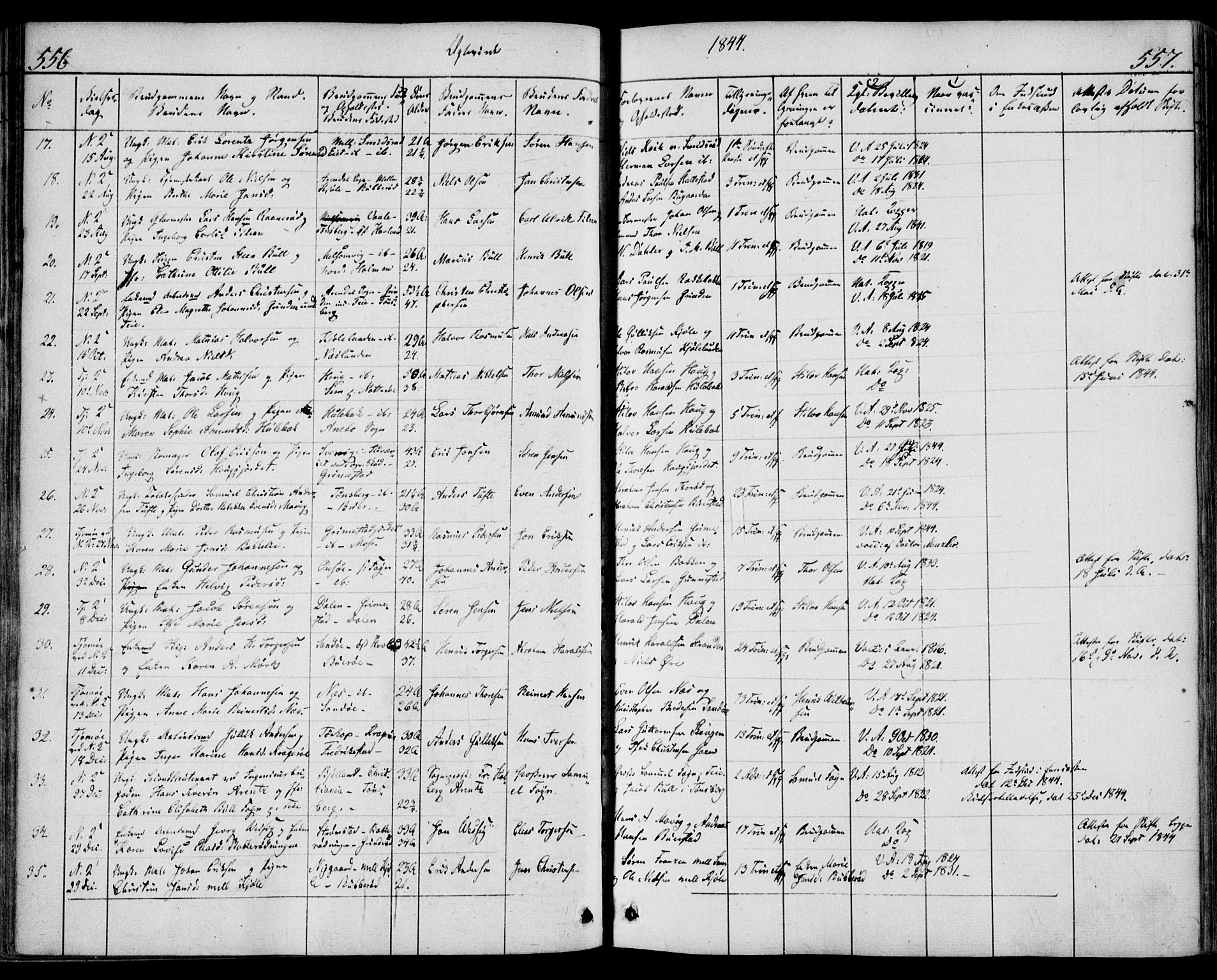 Nøtterøy kirkebøker, AV/SAKO-A-354/F/Fa/L0005: Parish register (official) no. I 5, 1839-1852, p. 556-557