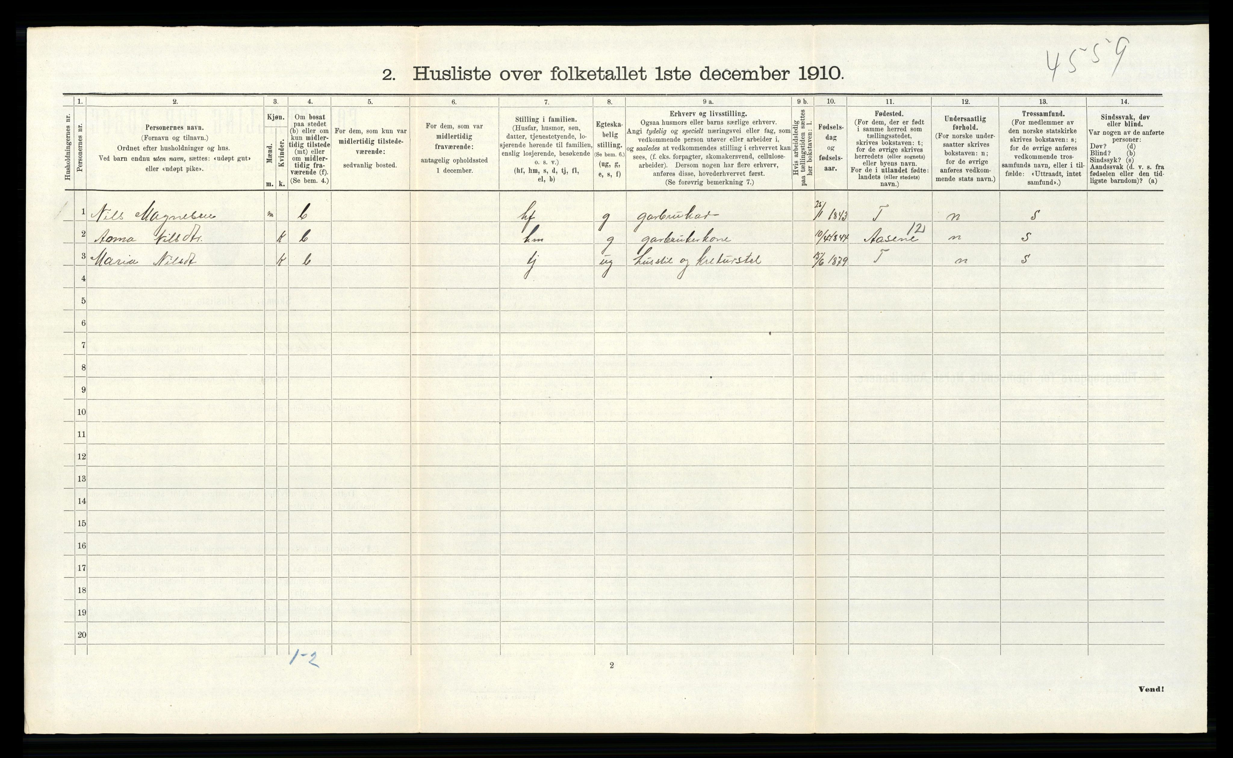 RA, 1910 census for Alversund, 1910, p. 457