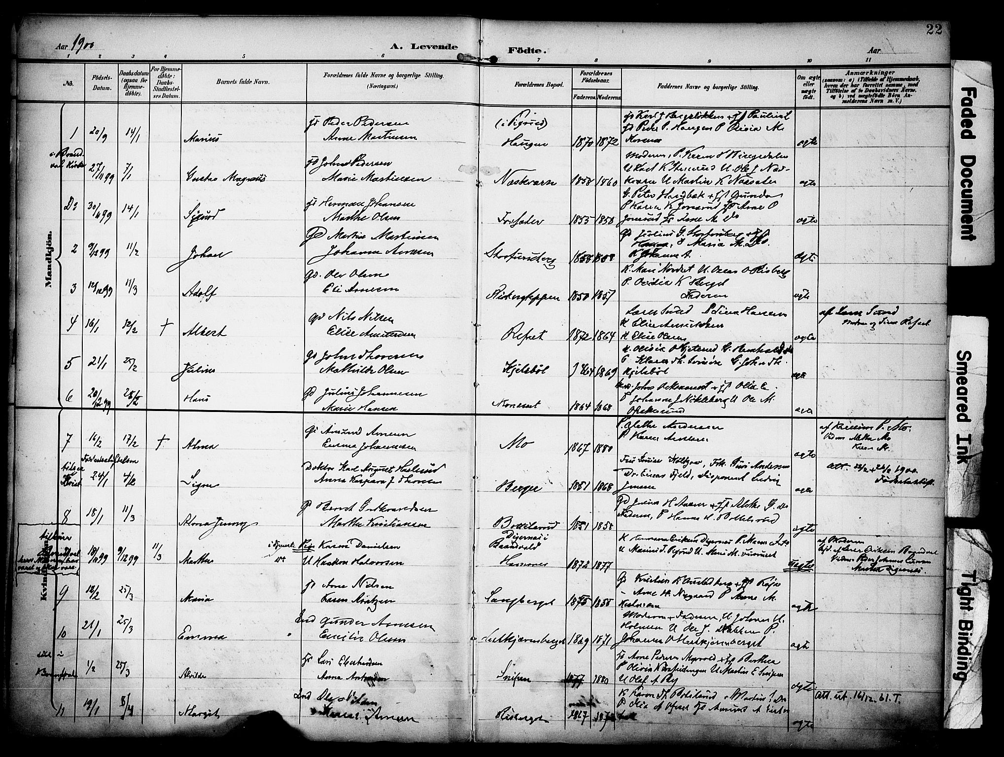 Grue prestekontor, AV/SAH-PREST-036/H/Ha/Haa/L0013: Parish register (official) no. 13, 1898-1910, p. 22