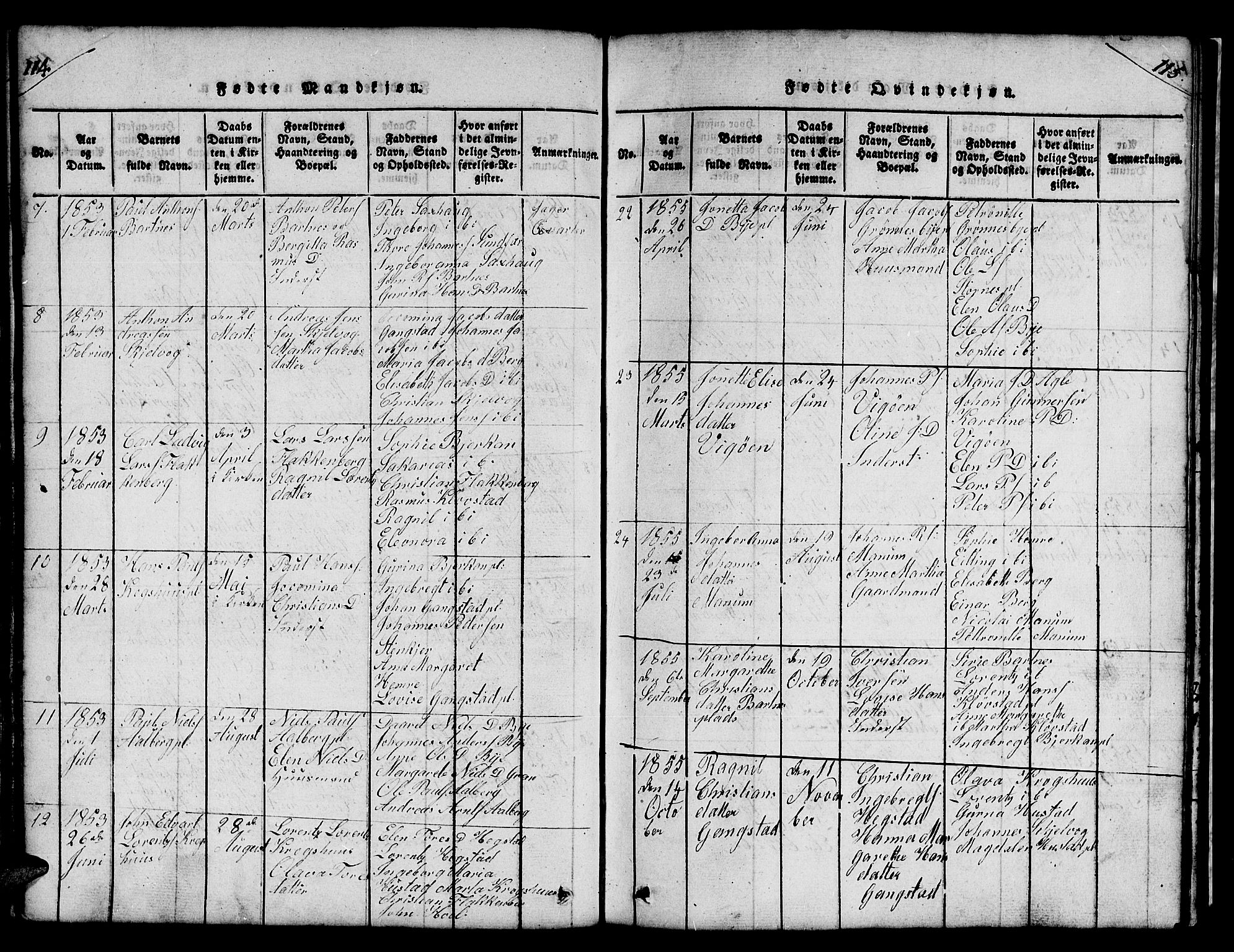 Ministerialprotokoller, klokkerbøker og fødselsregistre - Nord-Trøndelag, AV/SAT-A-1458/732/L0317: Parish register (copy) no. 732C01, 1816-1881, p. 114-115