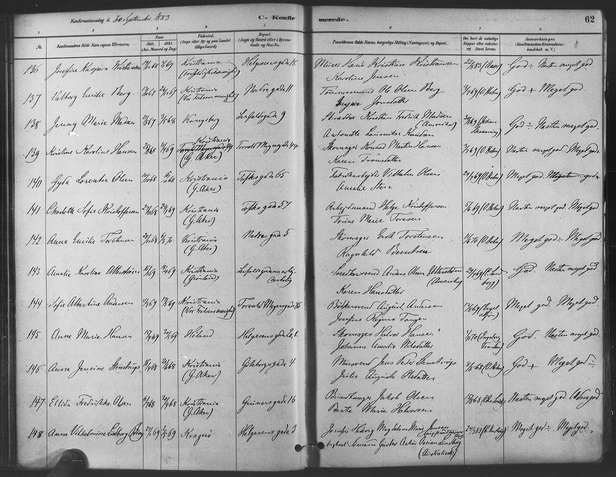 Paulus prestekontor Kirkebøker, AV/SAO-A-10871/F/Fa/L0004: Parish register (official) no. 4, 1879-1891, p. 62