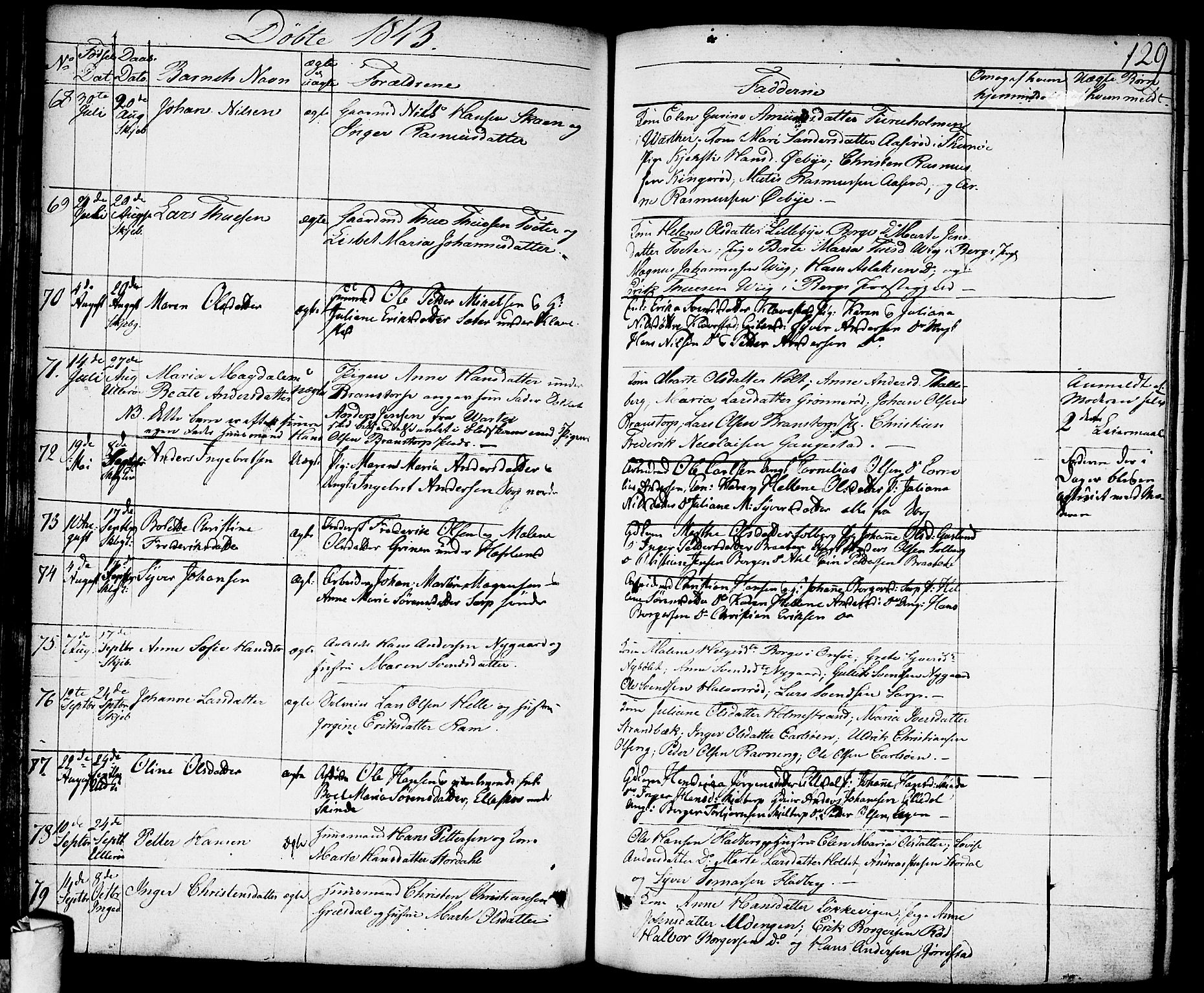 Skjeberg prestekontor Kirkebøker, SAO/A-10923/F/Fa/L0005: Parish register (official) no. I 5, 1830-1845, p. 129