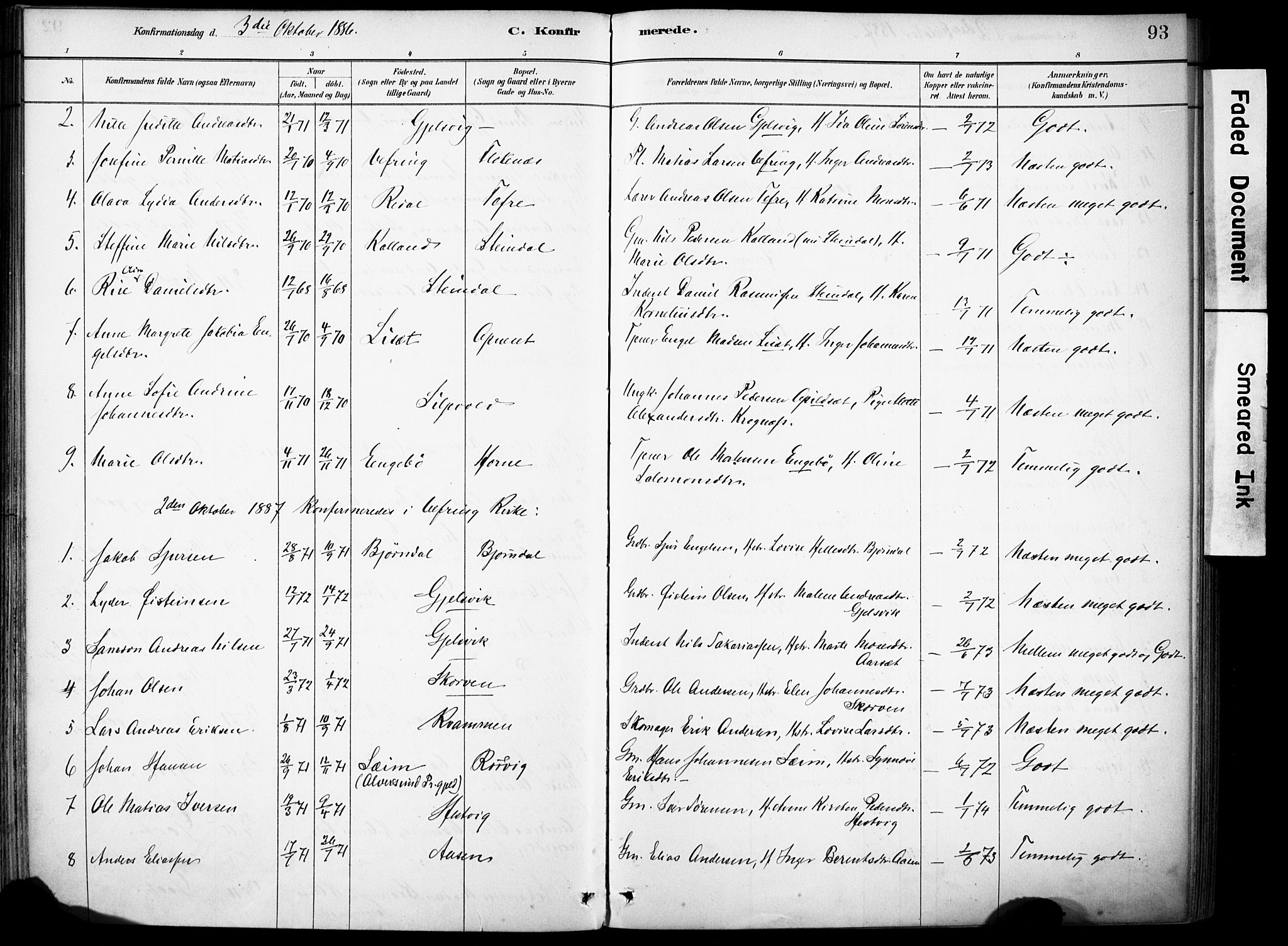 Førde sokneprestembete, SAB/A-79901/H/Haa/Haae/L0001: Parish register (official) no. E 1, 1881-1911, p. 93