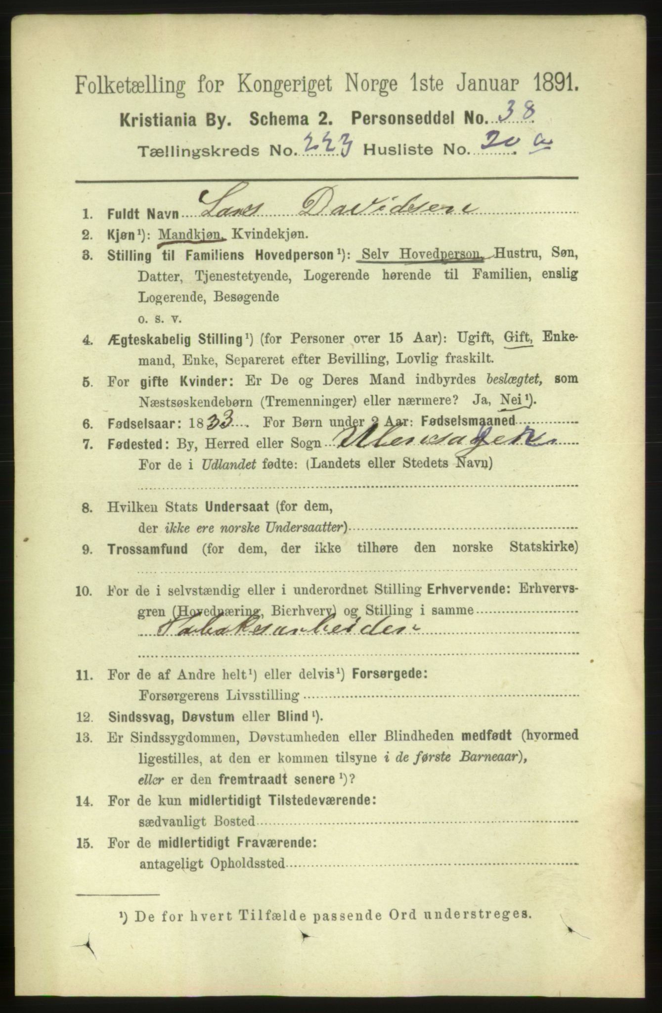 RA, 1891 census for 0301 Kristiania, 1891, p. 135143