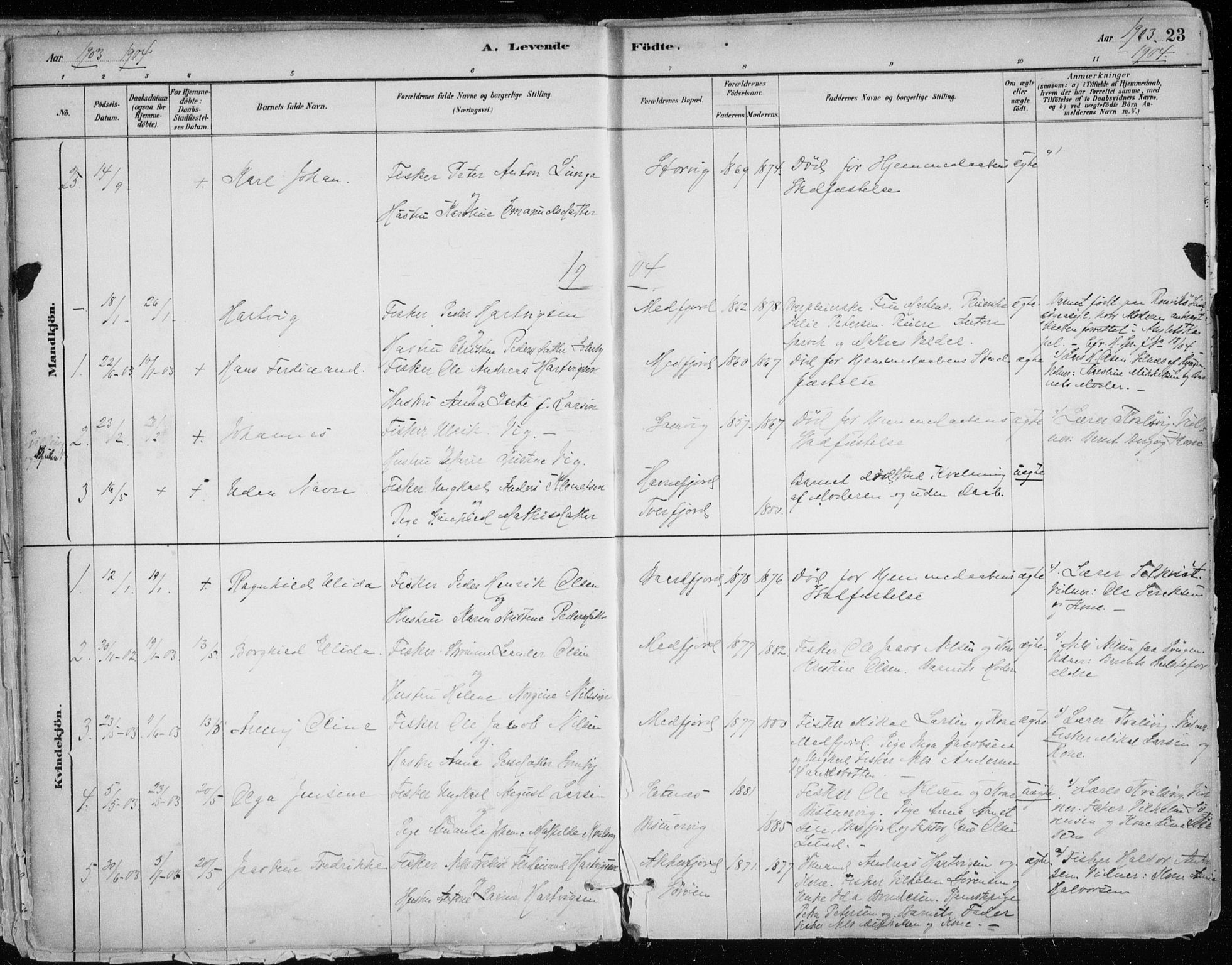 Hammerfest sokneprestkontor, SATØ/S-1347/H/Ha/L0013.kirke: Parish register (official) no. 13, 1898-1917, p. 23