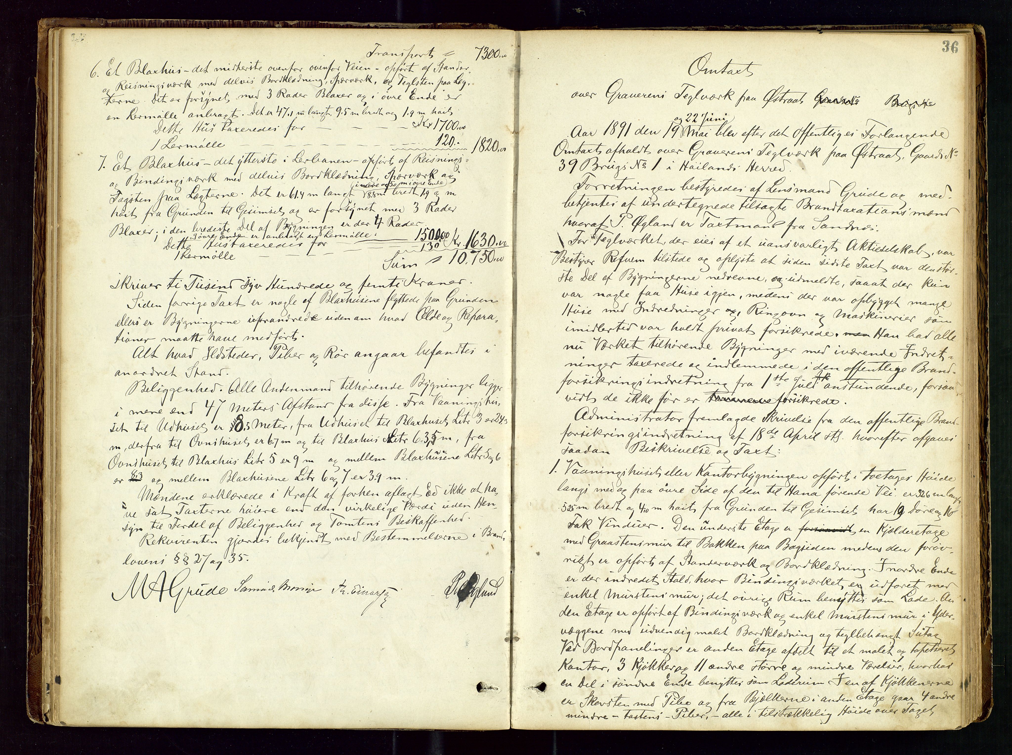 Høyland/Sandnes lensmannskontor, AV/SAST-A-100166/Goa/L0002: "Brandtaxtprotokol for Landafdelingen i Høiland", 1880-1917, p. 35b-36a