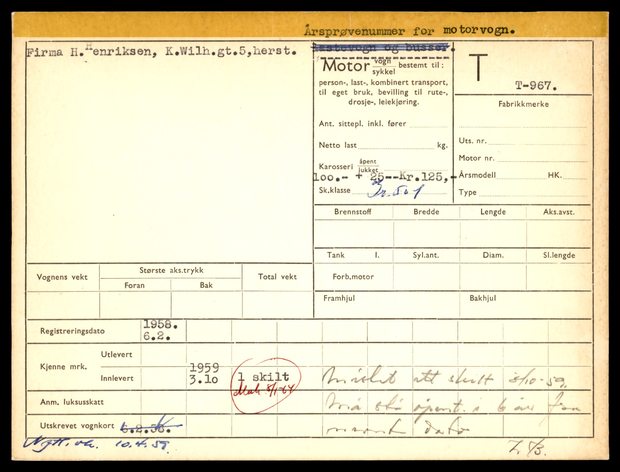 Møre og Romsdal vegkontor - Ålesund trafikkstasjon, SAT/A-4099/F/Fe/L0009: Registreringskort for kjøretøy T 896 - T 1049, 1927-1998, p. 1009