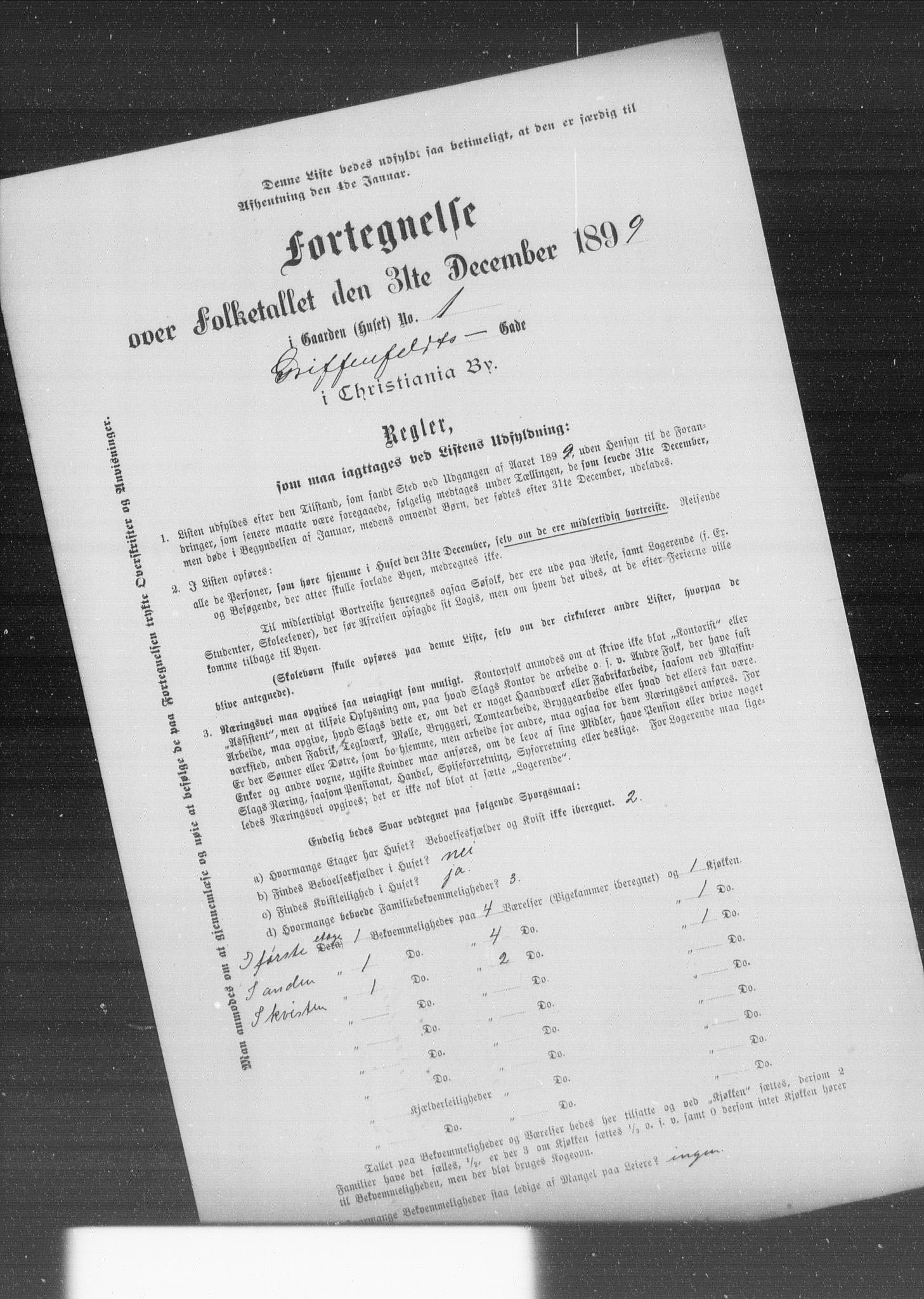 OBA, Municipal Census 1899 for Kristiania, 1899, p. 3989