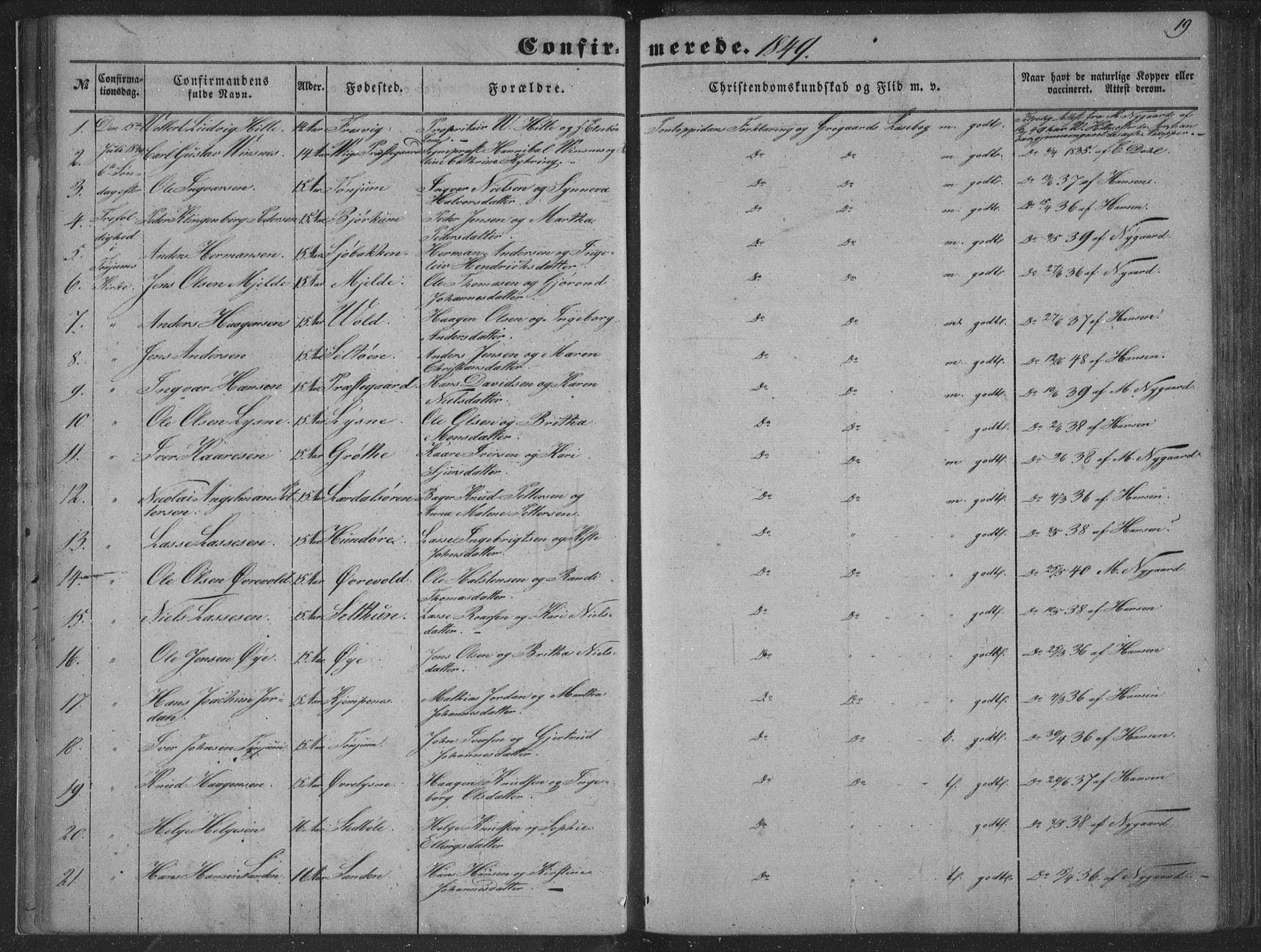 Lærdal sokneprestembete, AV/SAB-A-81201: Parish register (official) no. A 13, 1847-1864, p. 19
