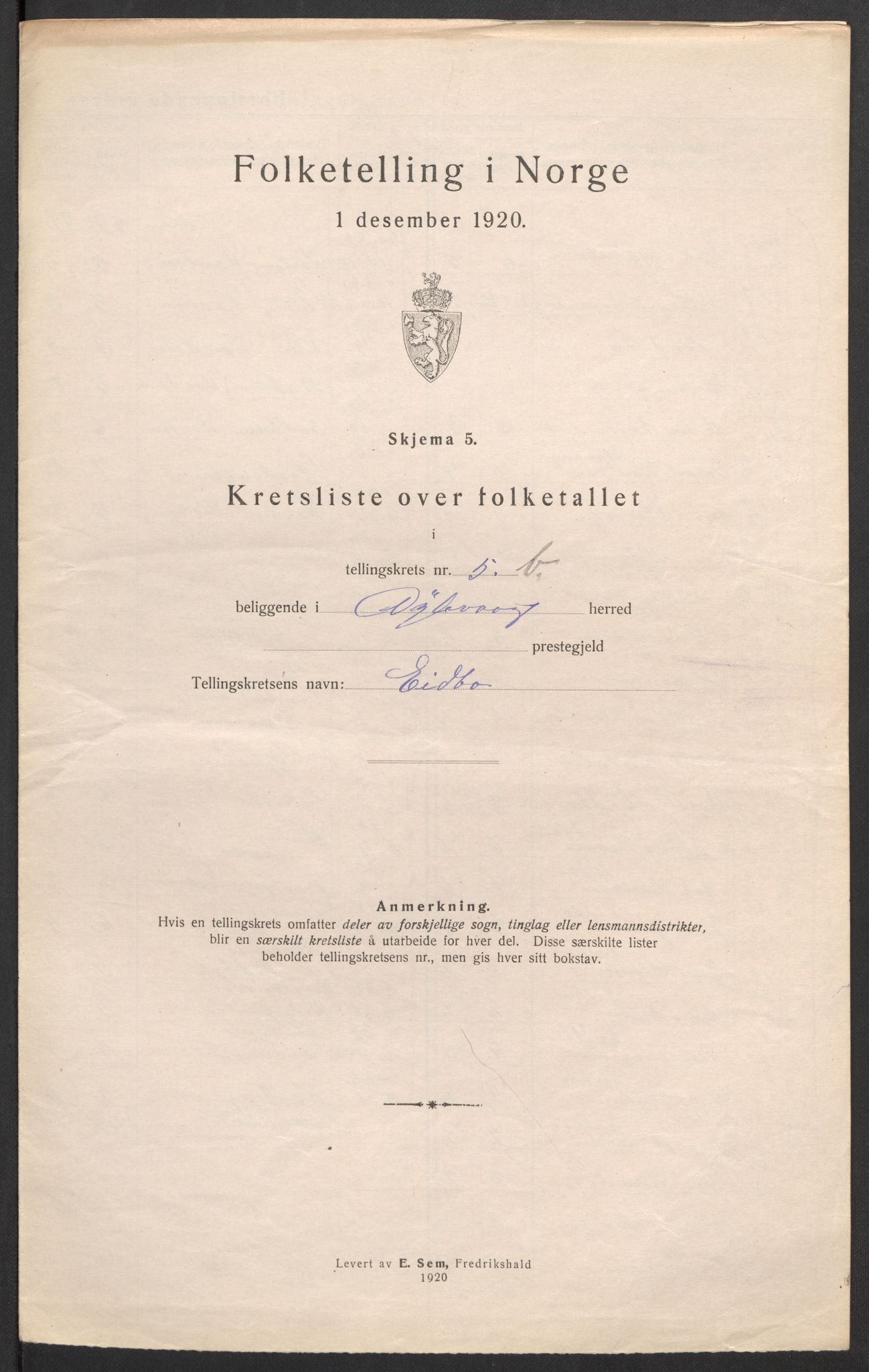 SAK, 1920 census for Dypvåg, 1920, p. 27