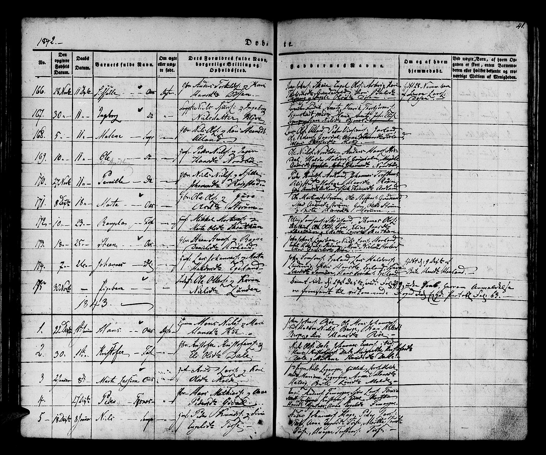 Os sokneprestembete, SAB/A-99929: Parish register (official) no. A 15, 1839-1851, p. 41