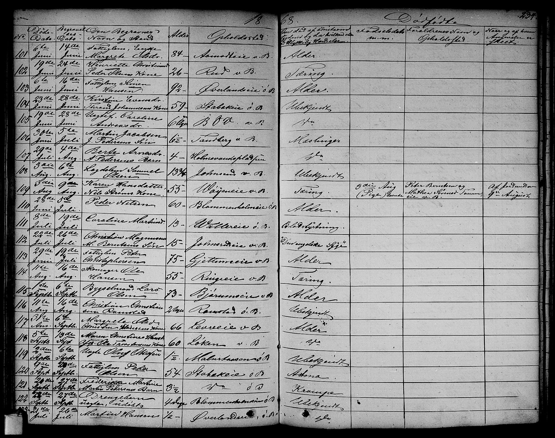 Asker prestekontor Kirkebøker, AV/SAO-A-10256a/F/Fa/L0011: Parish register (official) no. I 11, 1825-1878, p. 234