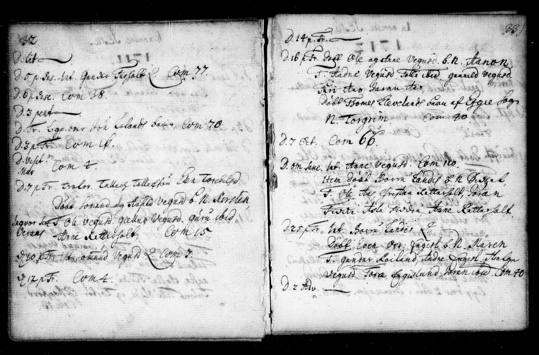 Herefoss sokneprestkontor, AV/SAK-1111-0019/F/Fa/Fab/L0001: Parish register (official) no. A 1, 1704-1779, p. 32-33