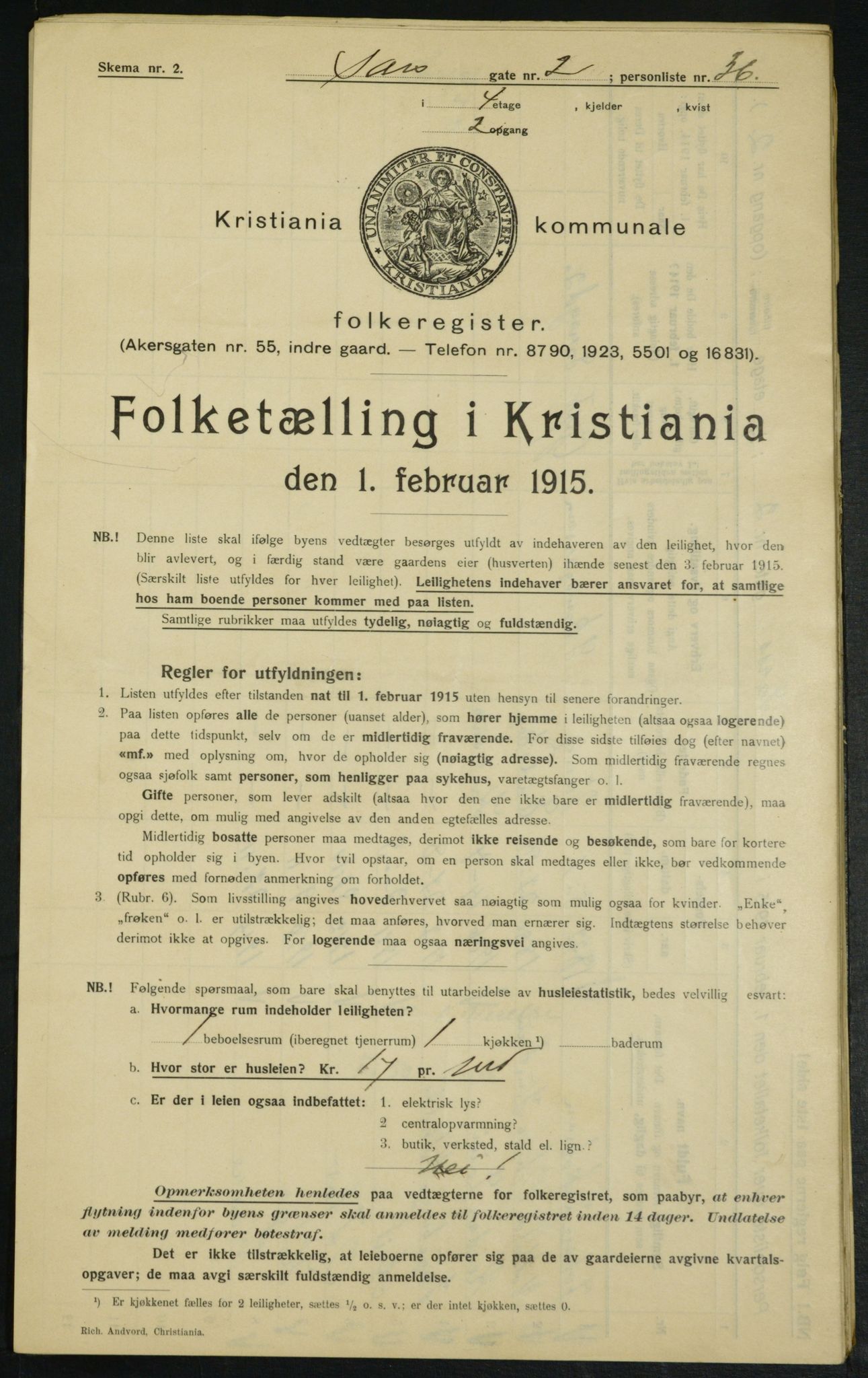 OBA, Municipal Census 1915 for Kristiania, 1915, p. 88843