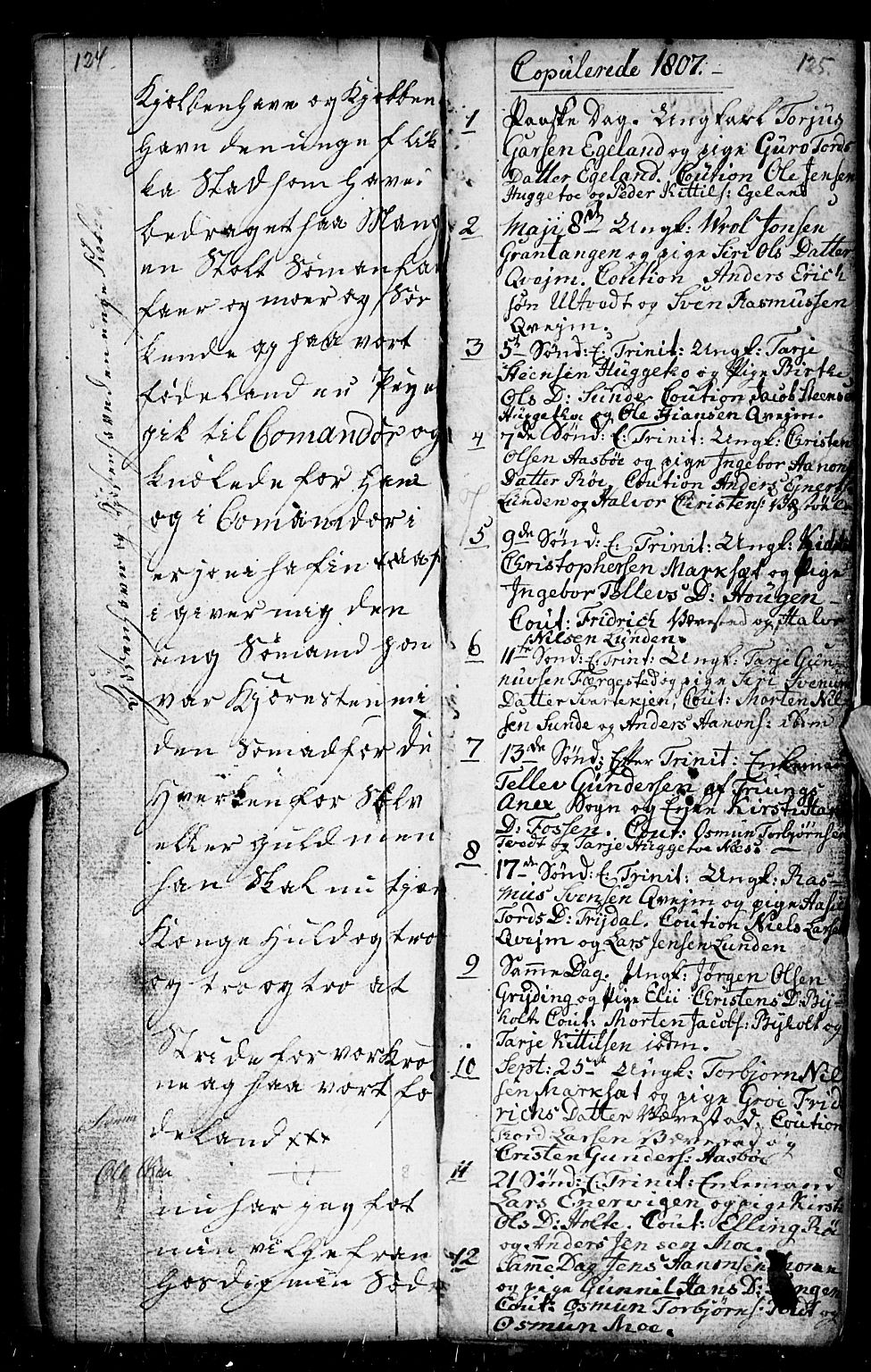 Gjerstad sokneprestkontor, SAK/1111-0014/F/Fb/Fba/L0001: Parish register (copy) no. B 1, 1797-1816, p. 124-125