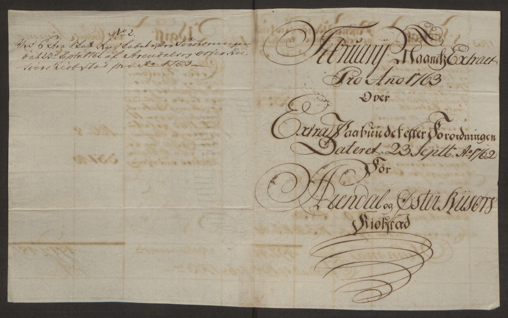 Rentekammeret inntil 1814, Reviderte regnskaper, Byregnskaper, AV/RA-EA-4066/R/Rl/L0230/0001: [L4] Kontribusjonsregnskap / Ekstraskatt, 1762-1764, p. 137