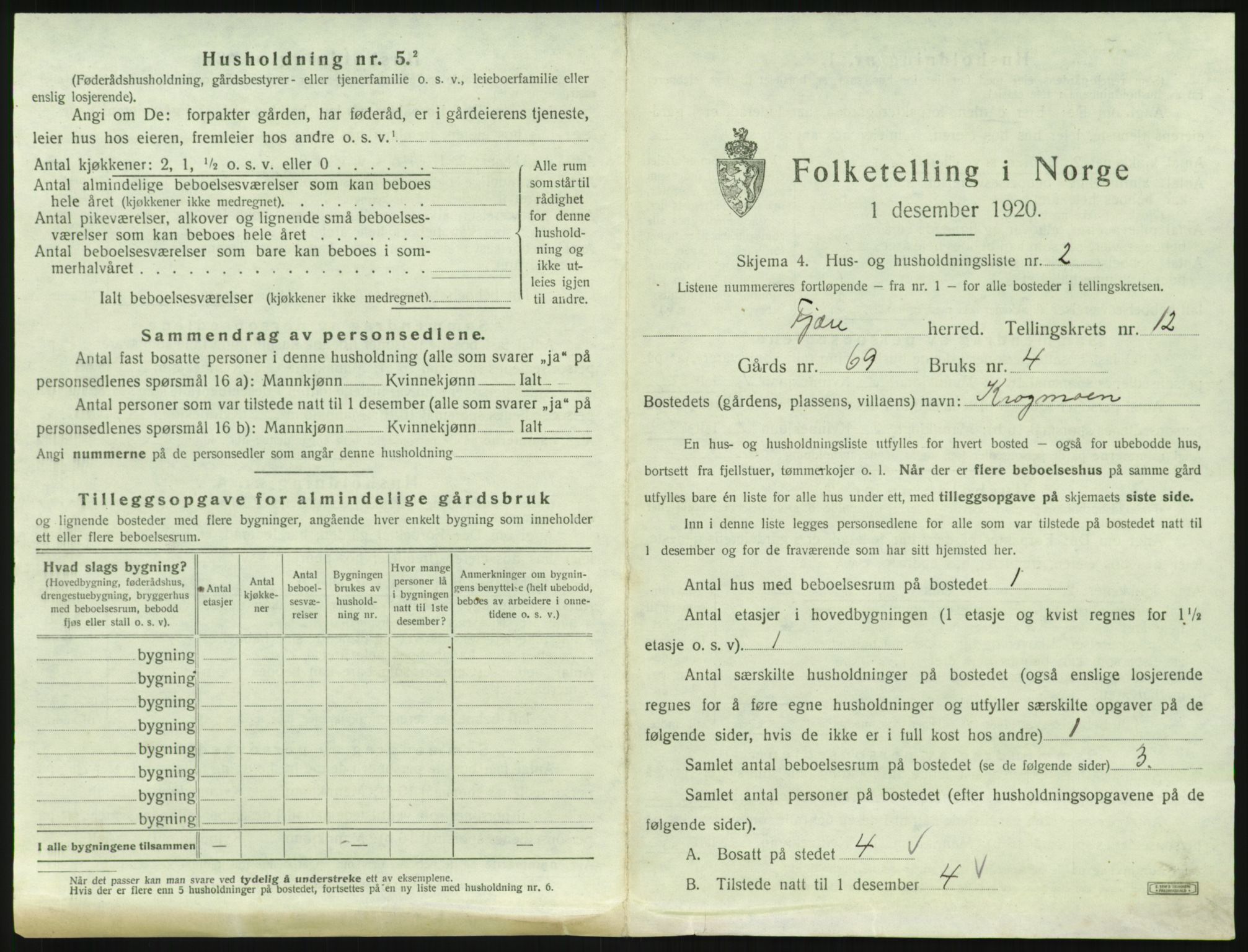 SAK, 1920 census for Fjære, 1920, p. 2053