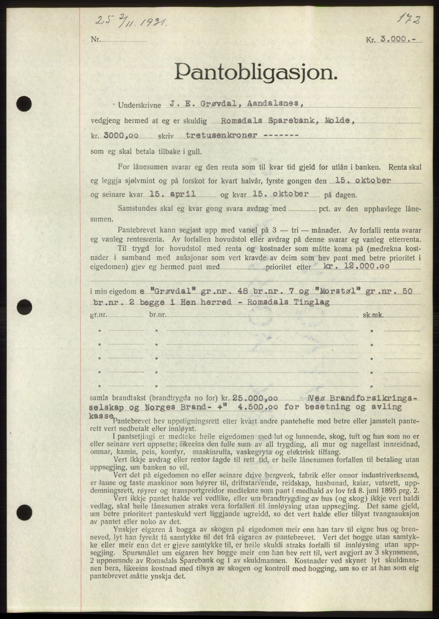 Romsdal sorenskriveri, AV/SAT-A-4149/1/2/2C/L0060: Mortgage book no. 54, 1931-1932, Deed date: 02.11.1931