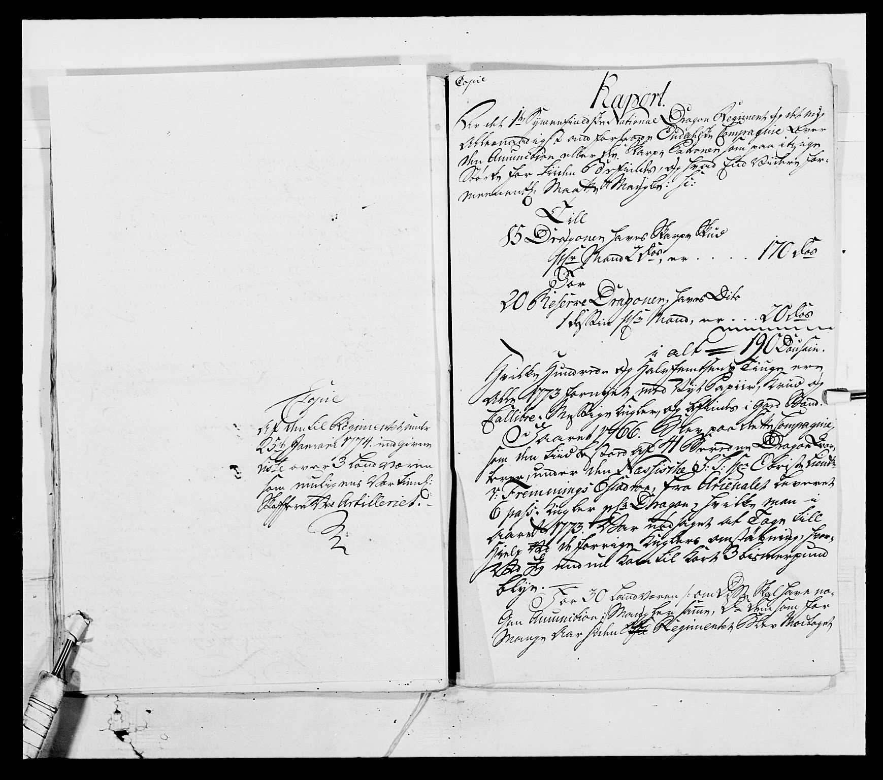 Generalitets- og kommissariatskollegiet, Det kongelige norske kommissariatskollegium, AV/RA-EA-5420/E/Eh/L0003: 1. Sønnafjelske dragonregiment, 1767-1812, p. 573