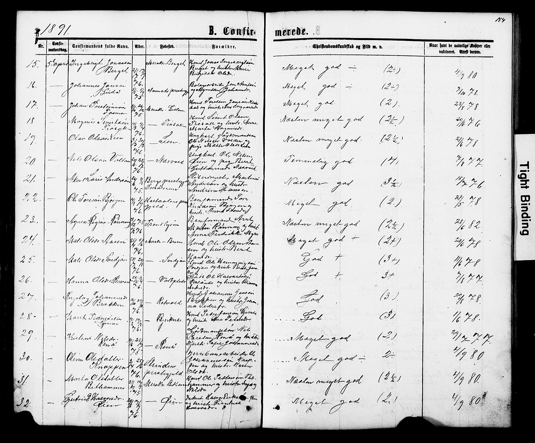 Ministerialprotokoller, klokkerbøker og fødselsregistre - Nord-Trøndelag, SAT/A-1458/706/L0049: Parish register (copy) no. 706C01, 1864-1895, p. 154