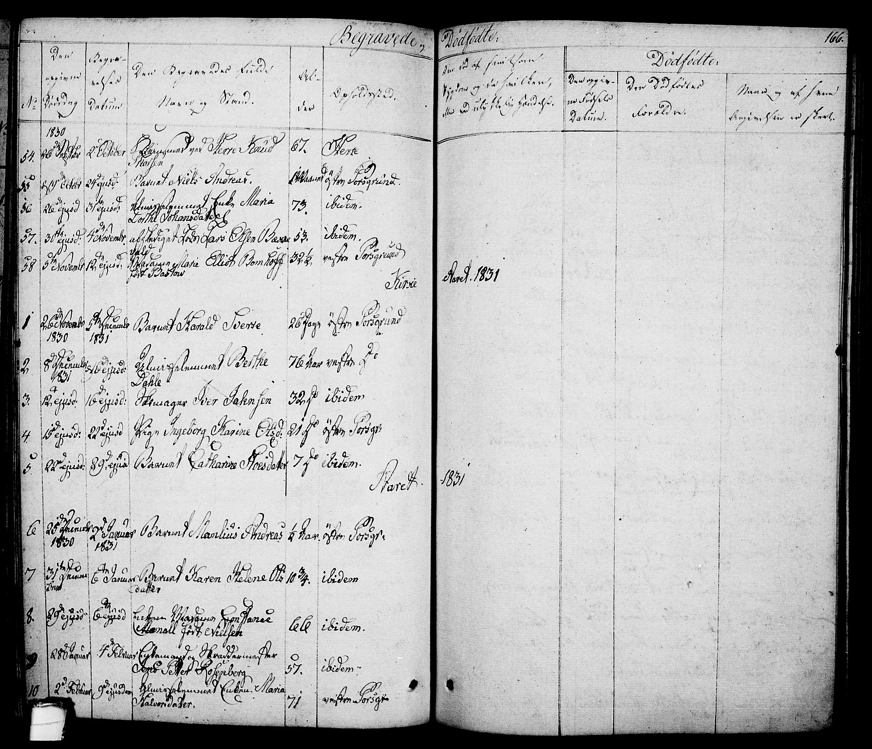 Porsgrunn kirkebøker , AV/SAKO-A-104/F/Fa/L0005: Parish register (official) no. 5, 1828-1840, p. 166