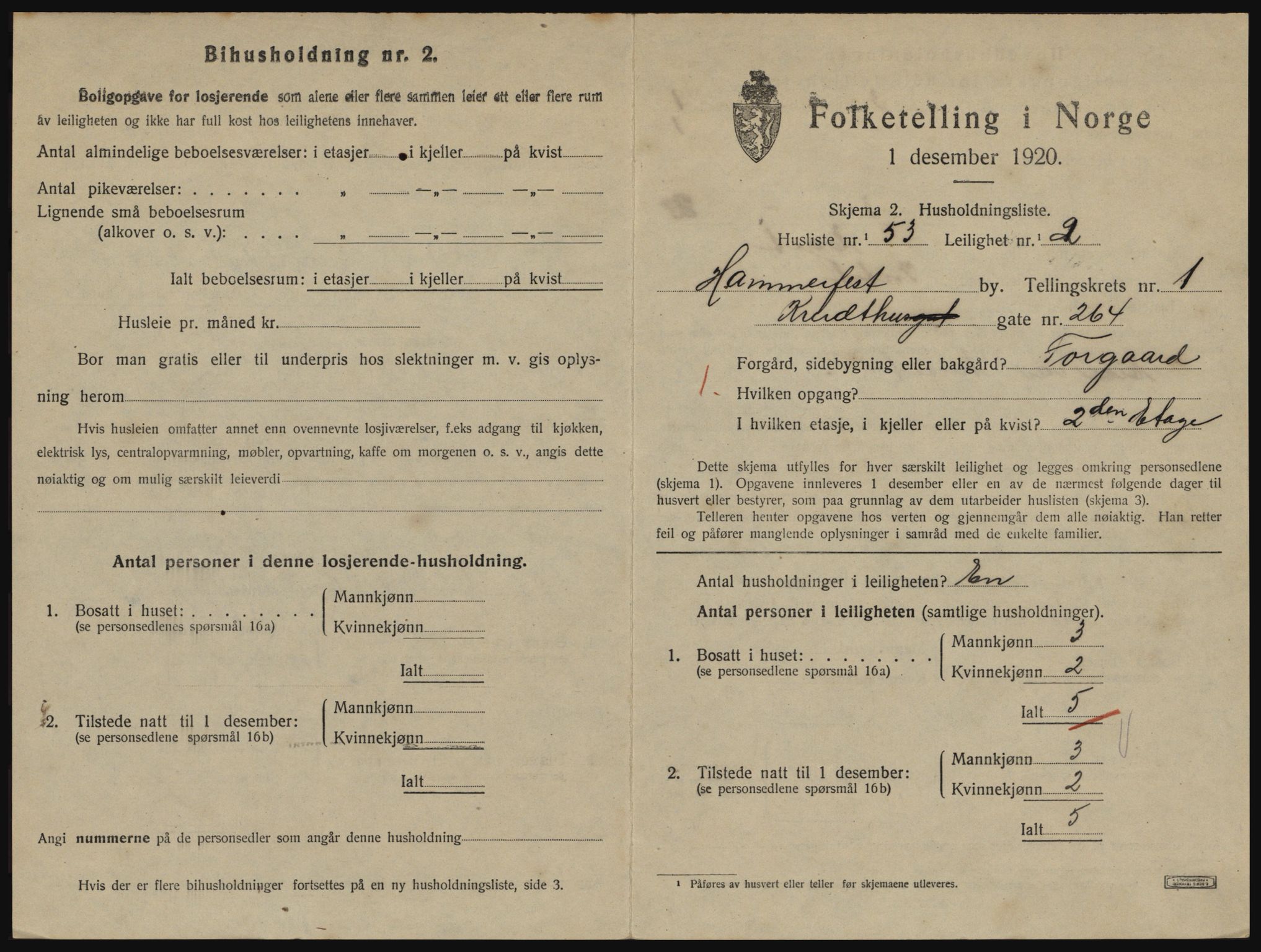 SATØ, 1920 census for Hammerfest, 1920, p. 1190