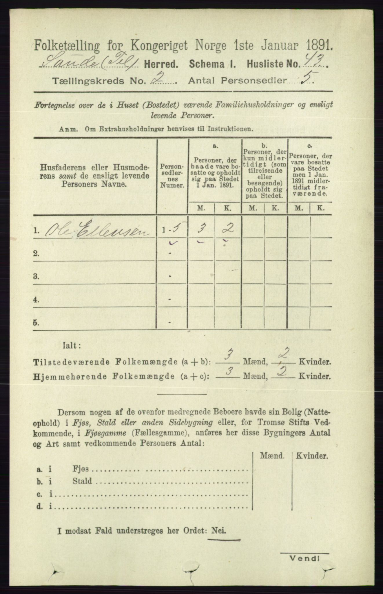 RA, 1891 census for 0822 Sauherad, 1891, p. 443