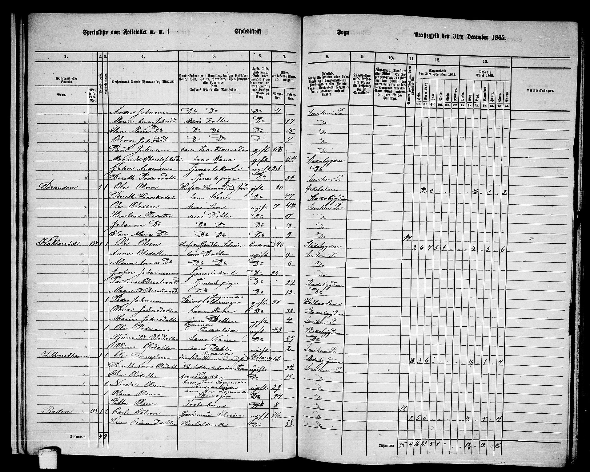 RA, 1865 census for Leksvik, 1865, p. 20