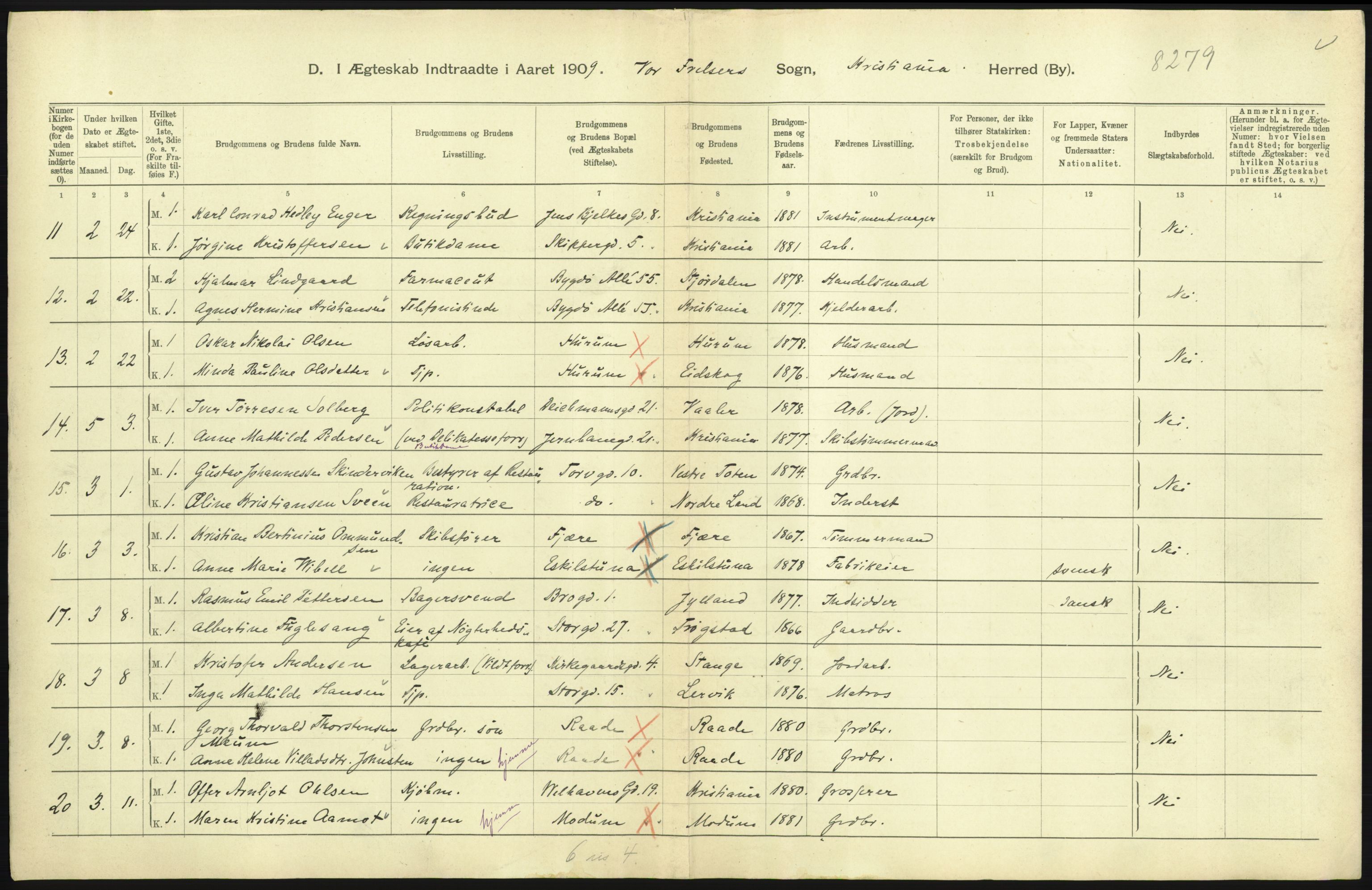 Statistisk sentralbyrå, Sosiodemografiske emner, Befolkning, AV/RA-S-2228/D/Df/Dfa/Dfaa/L0004: Kristiania: Gifte, døde, 1903, p. 707